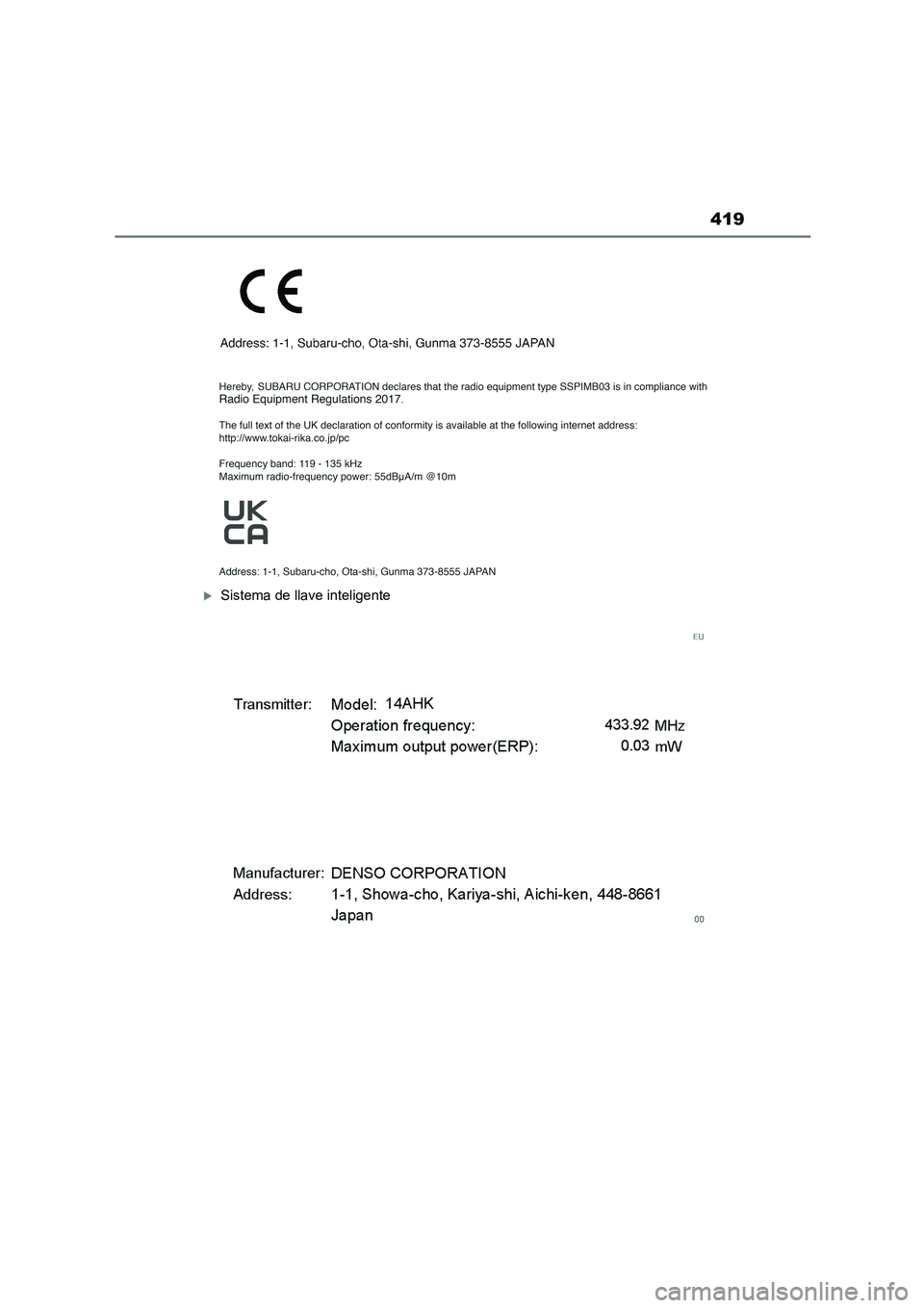 TOYOTA 86 2022 Manual del propietario (in Spanish) 419
Sistema de llave inteligente TOYOTA 86 2022 Manual del propietario (in Spanish) 419
Sistema de llave inteligente