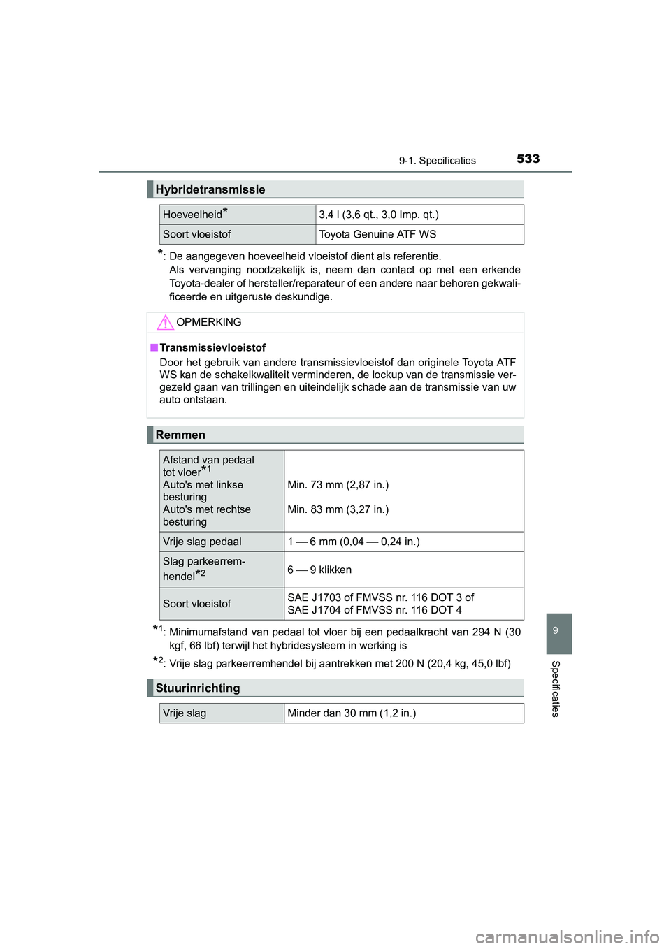 TOYOTA AURIS HYBRID 2015 Instructieboekje (in Dutch) 5339-1. Specificaties
UK AURIS_HV_HB_EE (OM12J68E)
9
Specificaties
*: De aangegeven hoeveelheid vloeistof dient als referentie.Als vervanging noodzakelijk is, neem dan contact op met een erkende
Toyot TOYOTA AURIS HYBRID 2015 Instructieboekje (in Dutch) 5339-1. Specificaties
UK AURIS_HV_HB_EE (OM12J68E)
9
Specificaties
*: De aangegeven hoeveelheid vloeistof dient als referentie.Als vervanging noodzakelijk is, neem dan contact op met een erkende
Toyot