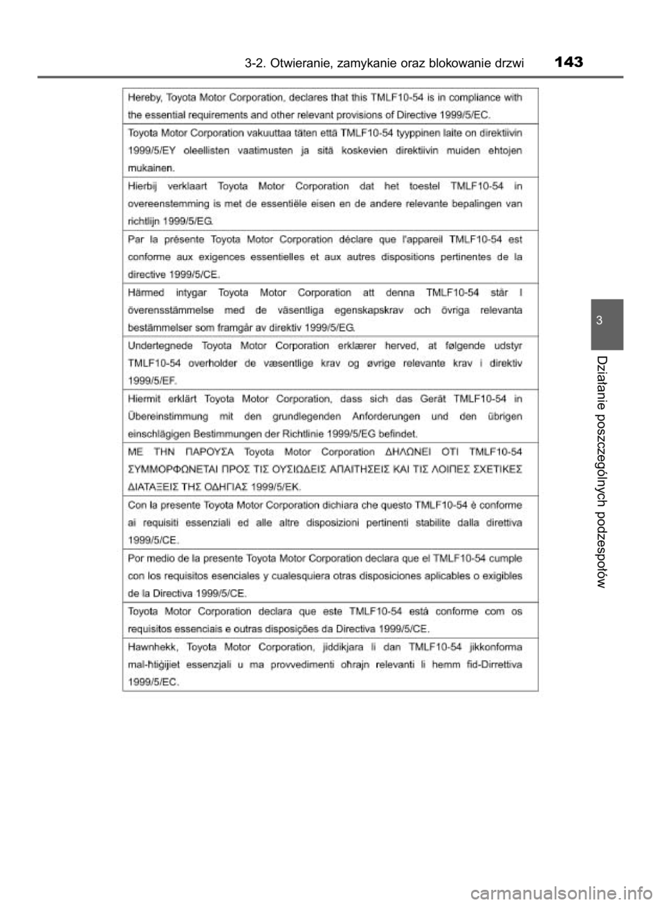 TOYOTA AURIS HYBRID 2015  Instrukcja obsługi (in Polish) 3-2. Otwieranie, zamykanie oraz blokowanie drzwi143
3
Dzia∏anie poszczególnych podzespo∏ów
20 IO AURIS HV 12J68E  5/28/15  10:48 AM  Page 143    (Black plate) 