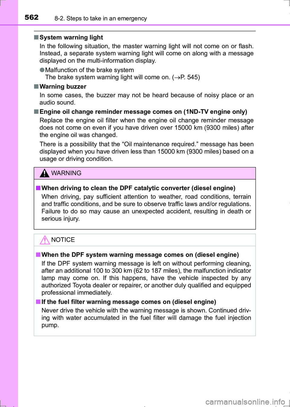 TOYOTA AURIS HYBRID 2017 Owners Manual 5628-2. Steps to take in an emergency
AURIS Touring Sports_EE (12L13E)
■System warning light
In the following situation, the master warning light will not come on or flash.
Instead, a separate syste TOYOTA AURIS HYBRID 2017 Owners Manual 5628-2. Steps to take in an emergency
AURIS Touring Sports_EE (12L13E)
■System warning light
In the following situation, the master warning light will not come on or flash.
Instead, a separate syste