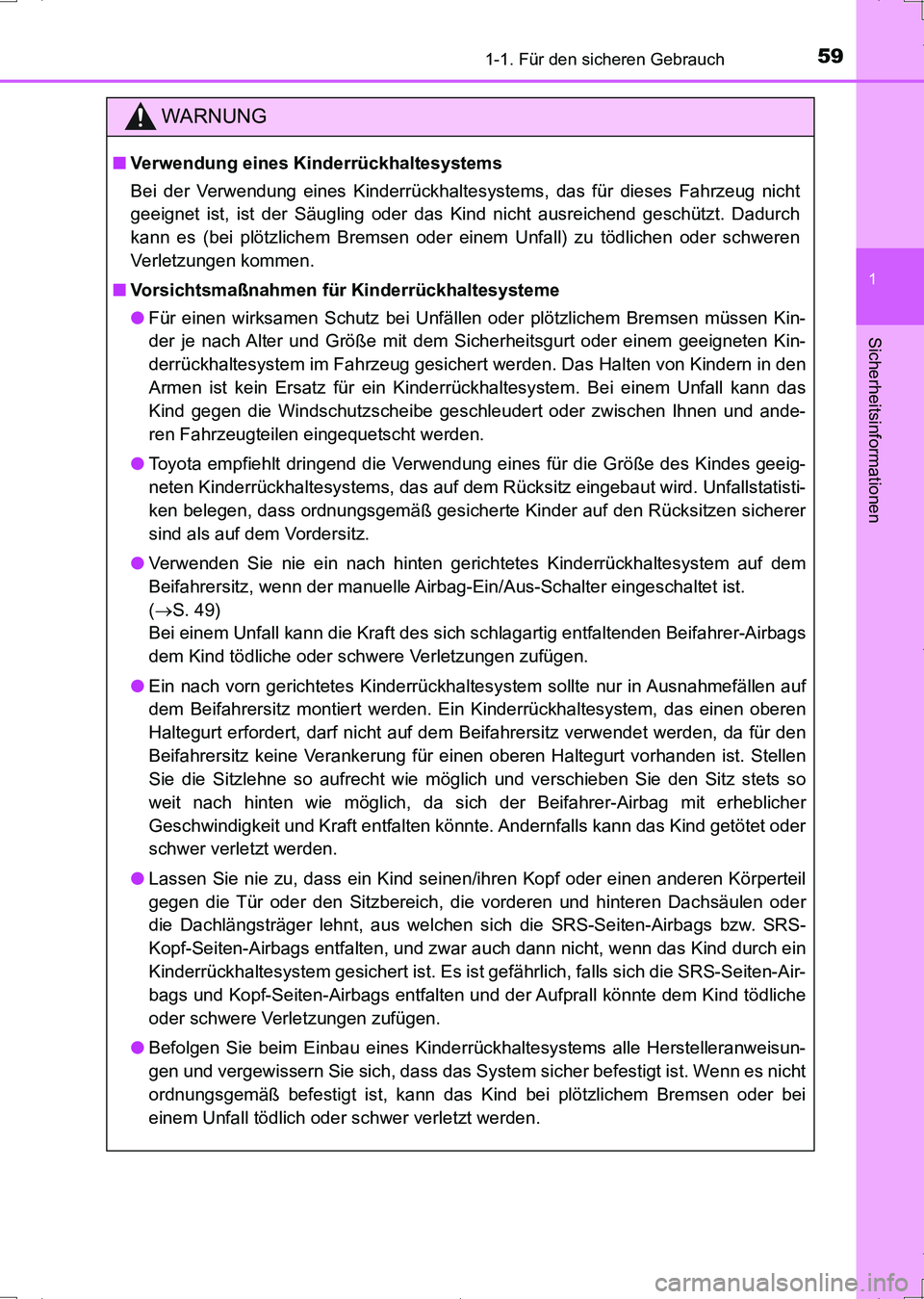 TOYOTA AURIS HYBRID 2017 Betriebsanleitungen (in German) 591-1. Für den sicheren Gebrauch
1
Sicherheitsinformationen
UK_AURIS_HV_HB_EM (OM12L09M)
WARNUNG
■Verwendung eines Kinderrückhaltesystems
Bei der Verwendung eines Kinderrückhaltesystems, das für TOYOTA AURIS HYBRID 2017 Betriebsanleitungen (in German) 591-1. Für den sicheren Gebrauch
1
Sicherheitsinformationen
UK_AURIS_HV_HB_EM (OM12L09M)
WARNUNG
■Verwendung eines Kinderrückhaltesystems
Bei der Verwendung eines Kinderrückhaltesystems, das für