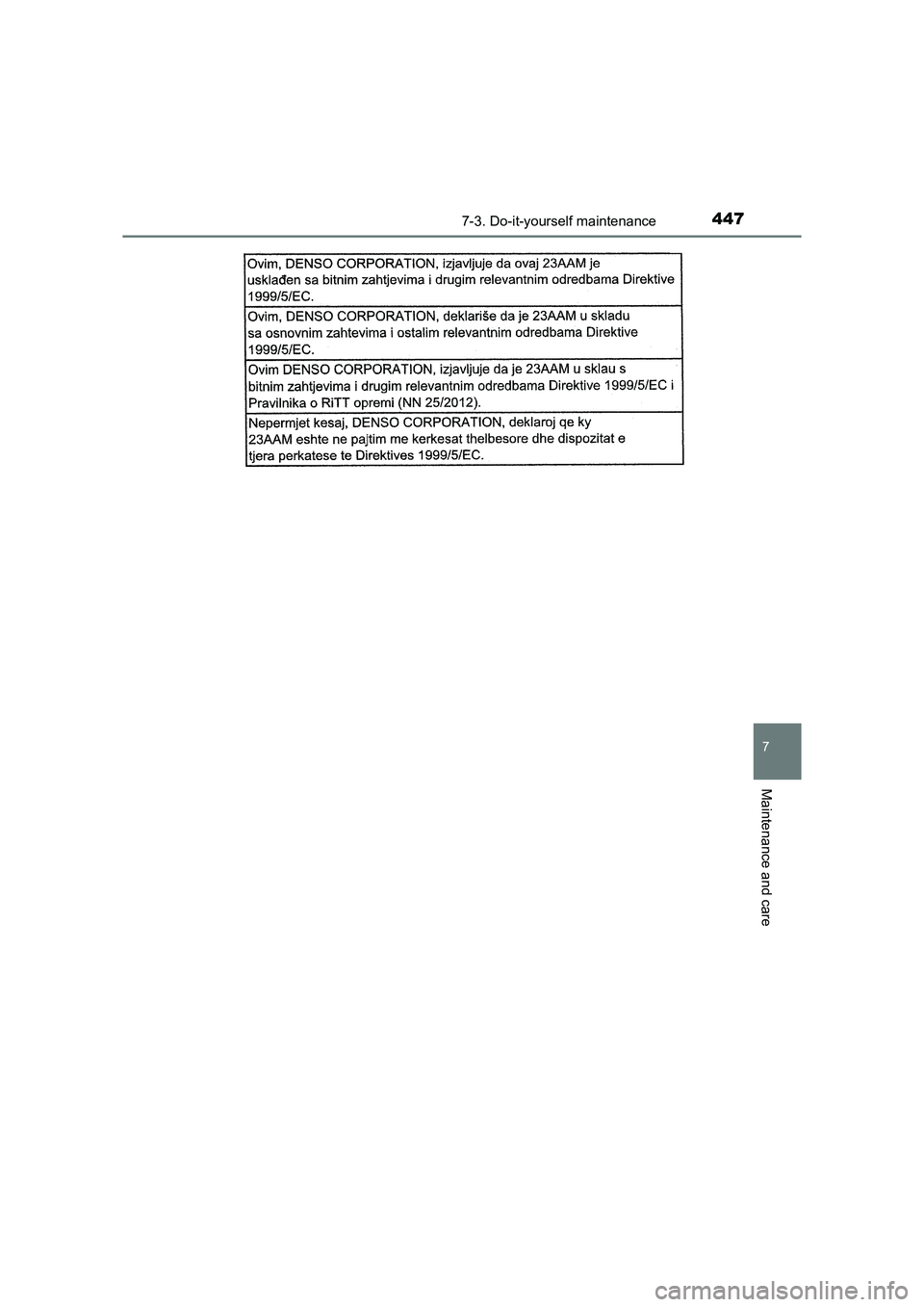 TOYOTA AURIS HYBRID 2016  Owners Manual 4477-3. Do-it-yourself maintenance
UK AURIS_HV_HB_EE (OM12K47E)
7
Maintenance and care 