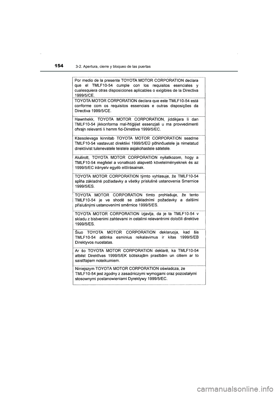TOYOTA AURIS HYBRID 2016 Manual del propietario (in Spanish) 1543-2. Apertura, cierre y bloqueo de las puertas
UK_AURIS_HV_HB_ES (OM12K50S)
UK AURIS_HV_HB_OM_Spanish_OM12K50S.book 154 ページ 2016年1月18日 月曜日 午後4時29 TOYOTA AURIS HYBRID 2016 Manual del propietario (in Spanish) 1543-2. Apertura, cierre y bloqueo de las puertas
UK_AURIS_HV_HB_ES (OM12K50S)
UK AURIS_HV_HB_OM_Spanish_OM12K50S.book 154 ページ 2016年1月18日 月曜日 午後4時29