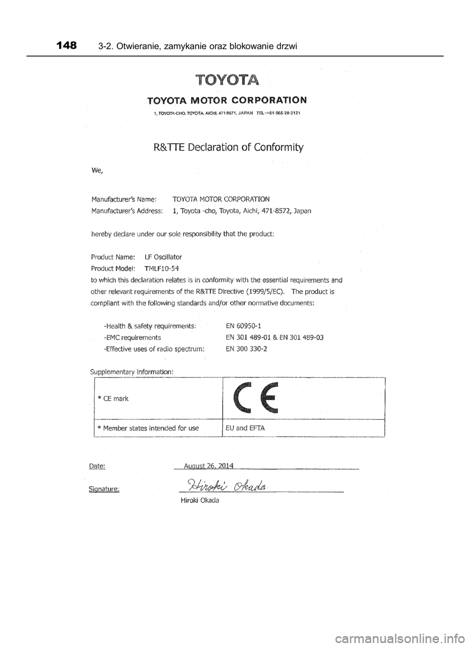 TOYOTA AURIS HYBRID 2016  Instrukcja obsługi (in Polish) 1483-2. Otwieranie, zamykanie oraz blokowanie drzwi
13 AURIS HV OM12K47E  26/4/16  11:03  Page 148    (Black plate) 