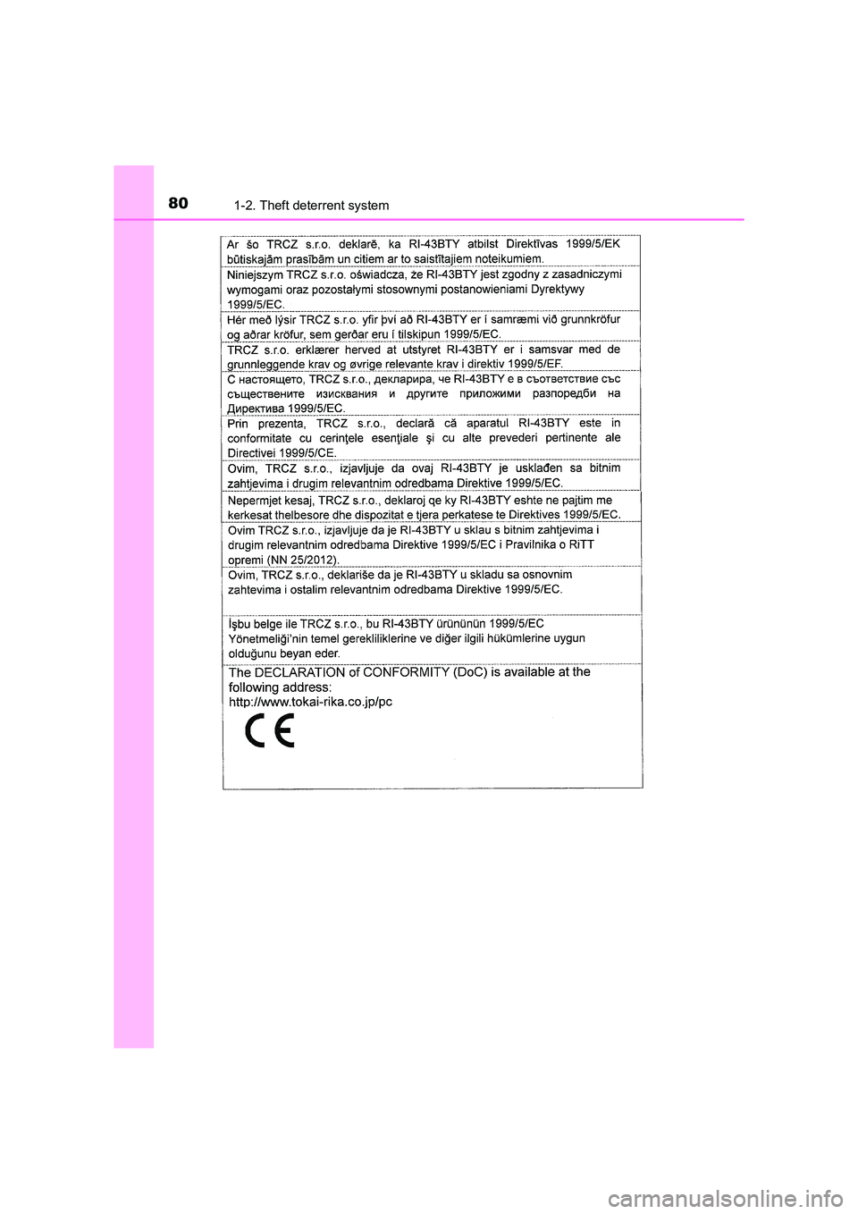 TOYOTA AURIS TOURING SPORTS 2016 Manual PDF 801-2. Theft deterrent system
AURIS Touring Sports_EE (12K53E) 