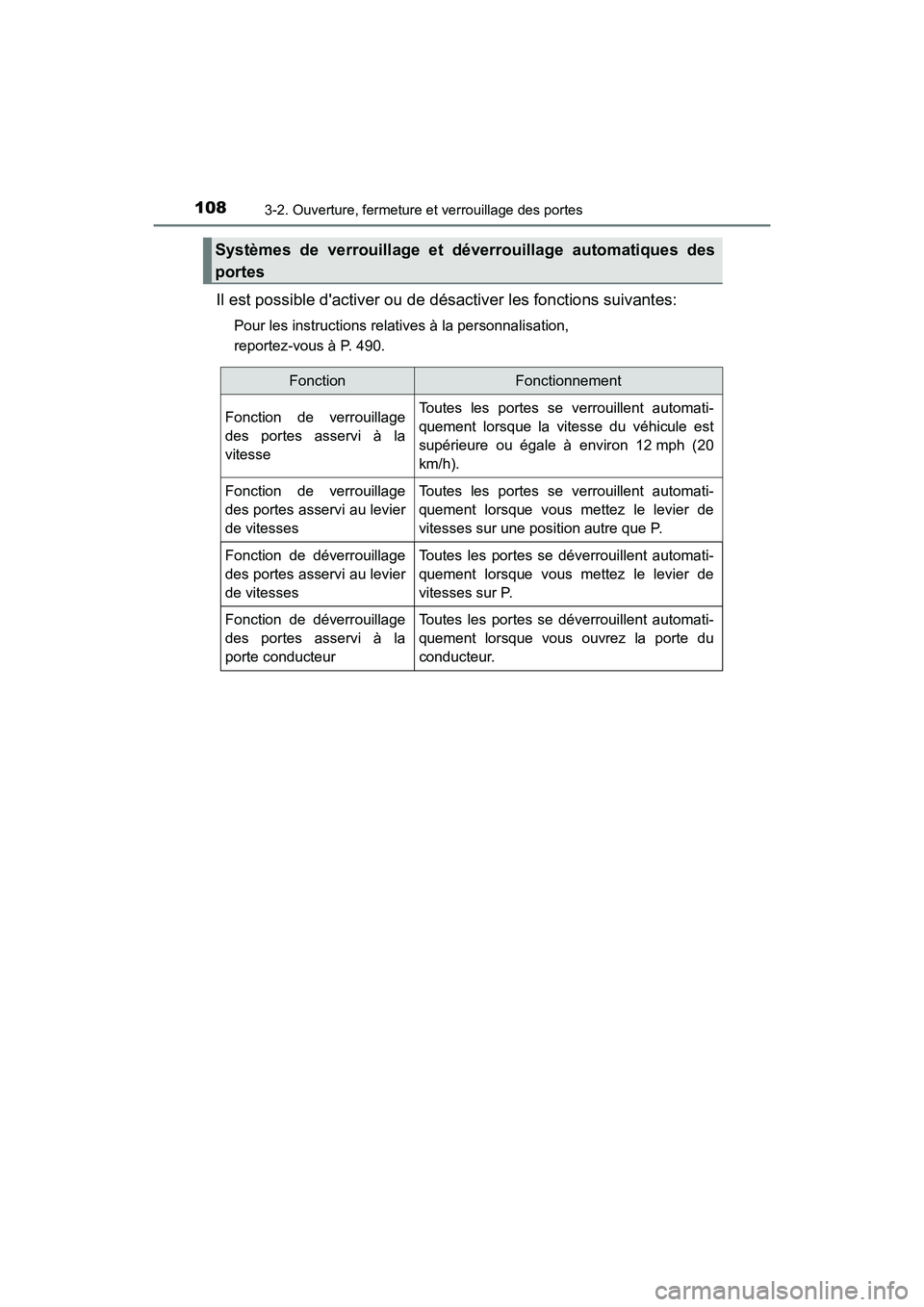 TOYOTA AVALON 2018 Manuel du propriétaire (in French) 1083-2. Ouverture, fermeture et verrouillage des portes
AVALON (D)_(OM07010D)
Il est possible dactiver ou de désactiver les fonctions suivantes:
Pour les instructions relatives à la personnalisatio TOYOTA AVALON 2018 Manuel du propriétaire (in French) 1083-2. Ouverture, fermeture et verrouillage des portes
AVALON (D)_(OM07010D)
Il est possible dactiver ou de désactiver les fonctions suivantes:
Pour les instructions relatives à la personnalisatio