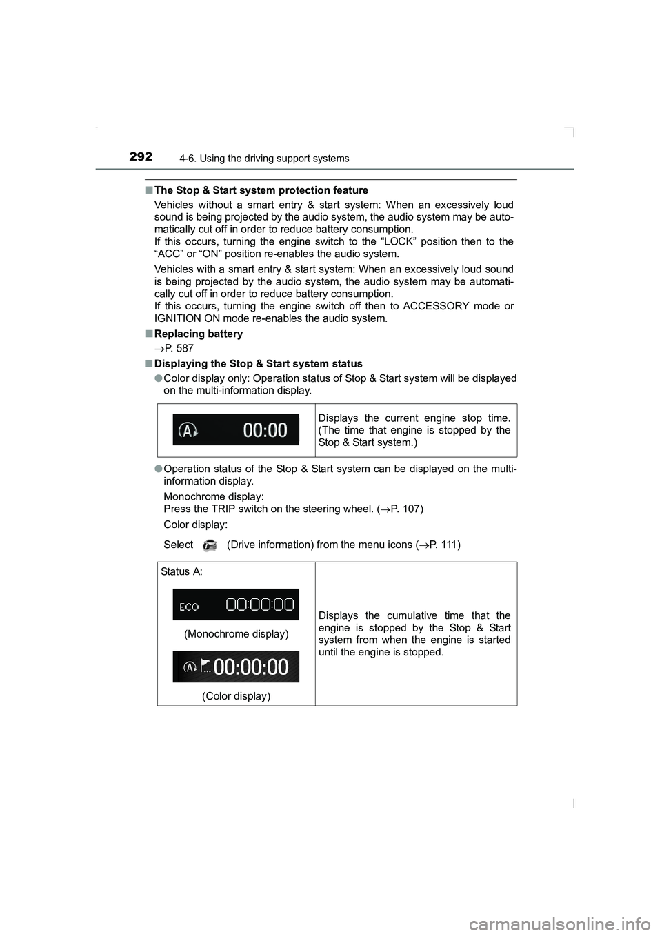 TOYOTA AVENSIS 2015 Owners Manual 2924-6. Using the driving support systems
AVENSIS_OM_OM20C20E_(EE)
■The Stop & Start system protection feature
Vehicles without a smart entry & st art system: When an excessively loud
sound is being TOYOTA AVENSIS 2015 Owners Manual 2924-6. Using the driving support systems
AVENSIS_OM_OM20C20E_(EE)
■The Stop & Start system protection feature
Vehicles without a smart entry & st art system: When an excessively loud
sound is being