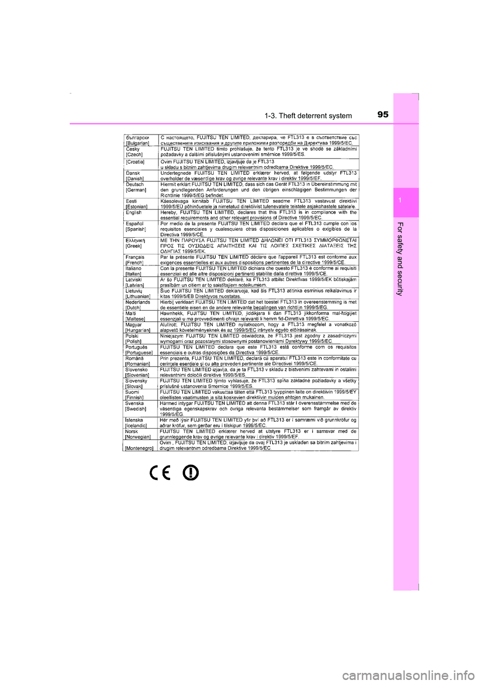 TOYOTA AVENSIS 2015 Owners Manual 951-3. Theft deterrent system
1
AVENSIS_OM_OM20C20E_(EE)
For safety and security
AVENSIS_OM_OM20C20E_(EE).book Page 95 Thursday, January 29, 2015 1:47 PM TOYOTA AVENSIS 2015 Owners Manual 951-3. Theft deterrent system
1
AVENSIS_OM_OM20C20E_(EE)
For safety and security
AVENSIS_OM_OM20C20E_(EE).book Page 95 Thursday, January 29, 2015 1:47 PM