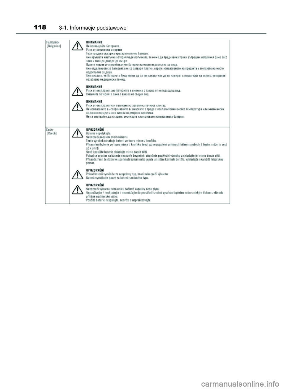 TOYOTA AYGO 2021  Instrukcja obsługi (in Polish) 1183-1. Informacje podstawowe
59 AYGO OM9A012E  25/11/20  16:45  Page 118    (Black plate) 