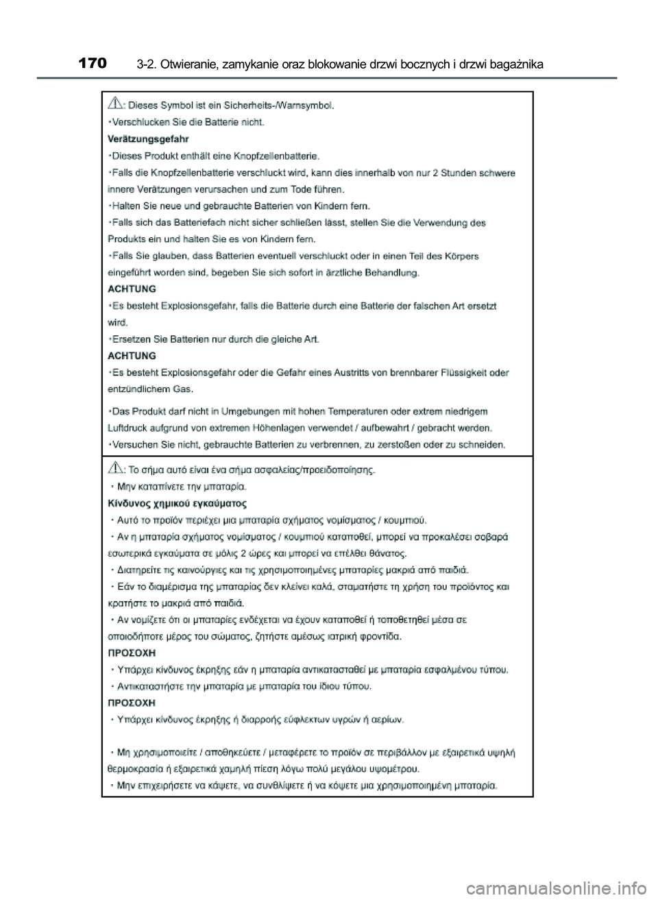TOYOTA AYGO 2021  Instrukcja obsługi (in Polish) 1703-2. Otwieranie, zamykanie oraz blokowanie drzwi bocznych i drzwi baga˝nika
59 AYGO OM9A012E  25/11/20  16:45  Page 170    (Black plate) 