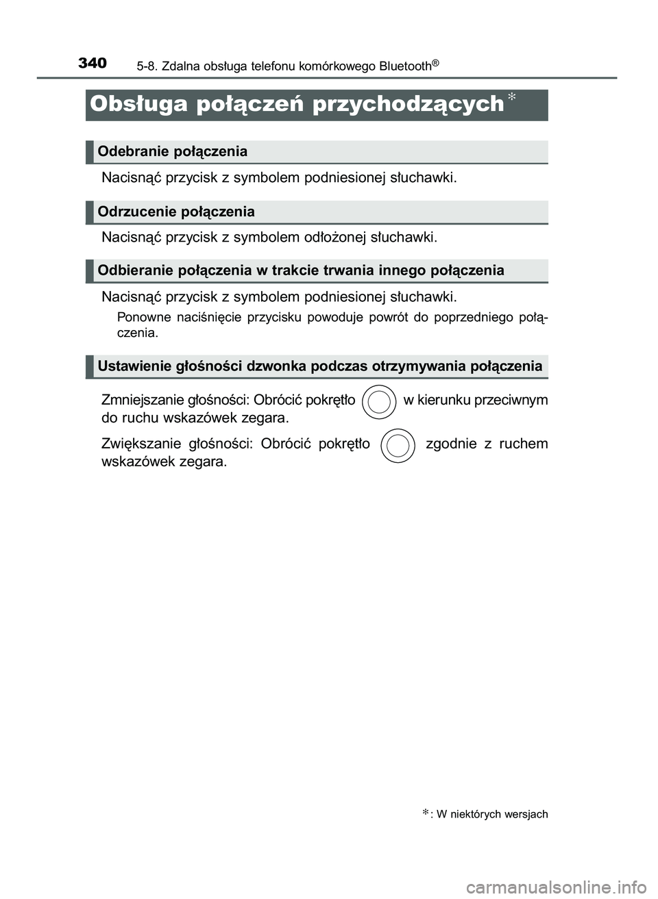 TOYOTA AYGO 2021  Instrukcja obsługi (in Polish) Nacisnàç przycisk z symbolem podniesionej s∏uchawki.
Nacisnàç przycisk z symbolem od∏o˝onej s∏uchawki.
Nacisnàç przycisk z symbolem podniesionej s∏uchawki.
Ponowne  naciÊni´cie  przyc