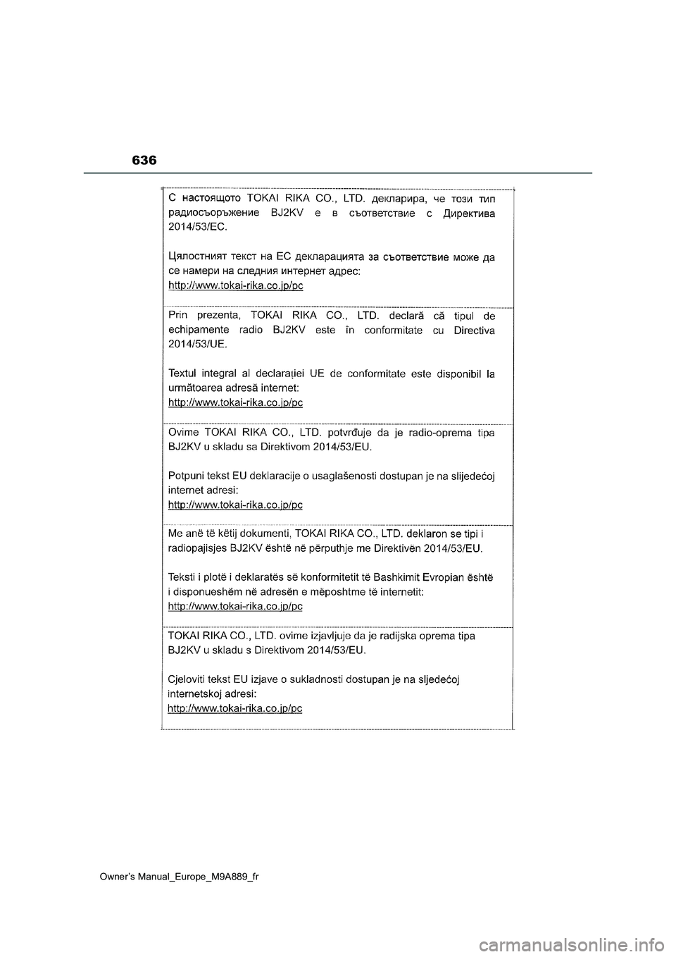 TOYOTA BZ4X 2023 Manuel du propriétaire (in French) 636
Owner’s Manual_Europe_M9A889_fr TOYOTA BZ4X 2023 Manuel du propriétaire (in French) 636
Owner’s Manual_Europe_M9A889_fr