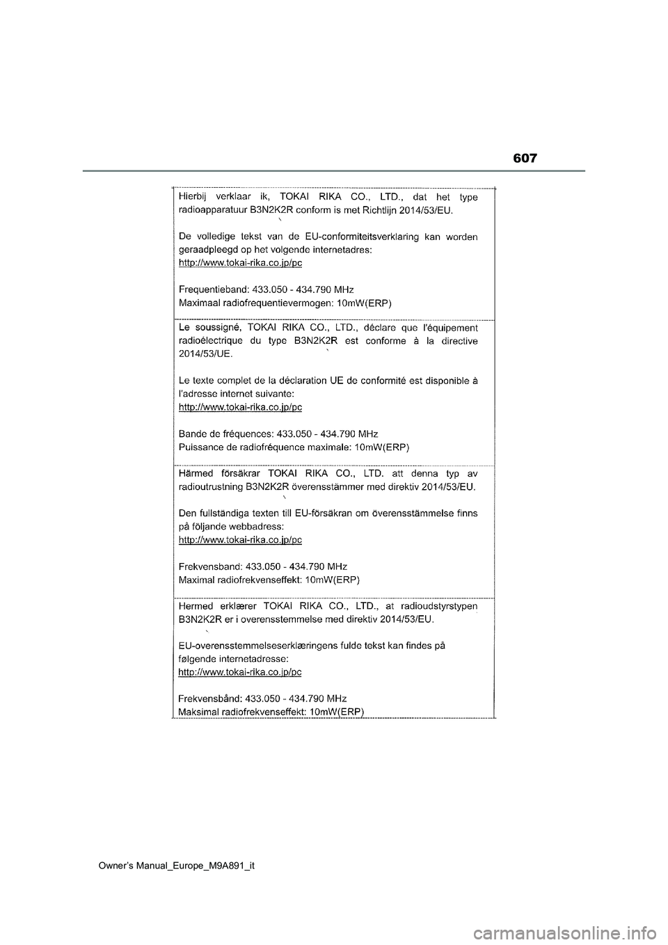 TOYOTA BZ4X 2023  Manuale duso (in Italian) 607
Owner’s Manual_Europe_M9A891_it  TOYOTA BZ4X 2023  Manuale duso (in Italian) 607
Owner’s Manual_Europe_M9A891_it