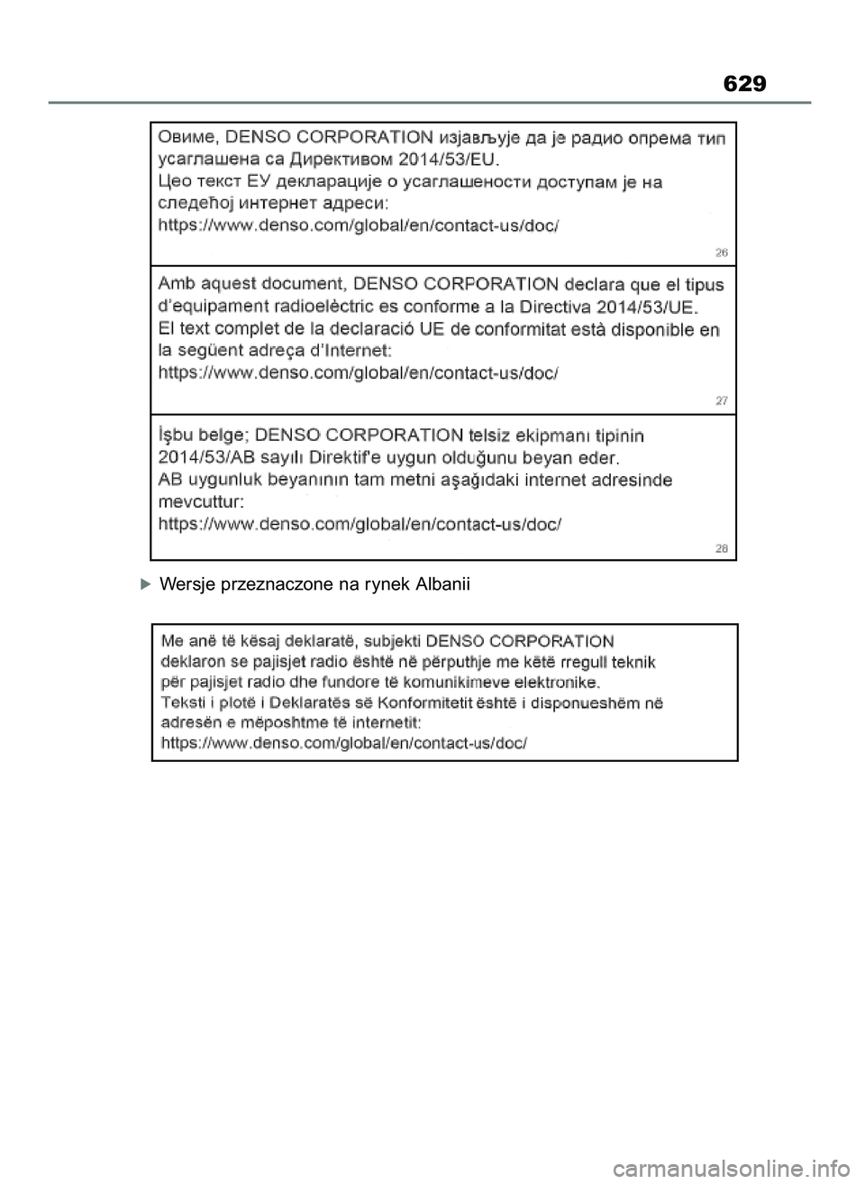 TOYOTA BZ4X 2023 Instrukcja obsługi (in Polish) óWersje przeznaczone na rynek Albanii
629
7 BZ4X OM42B96E 9/3/23 11:50 Page 629 TOYOTA BZ4X 2023 Instrukcja obsługi (in Polish) óWersje przeznaczone na rynek Albanii
629
7 BZ4X OM42B96E 9/3/23 11:50 Page 629