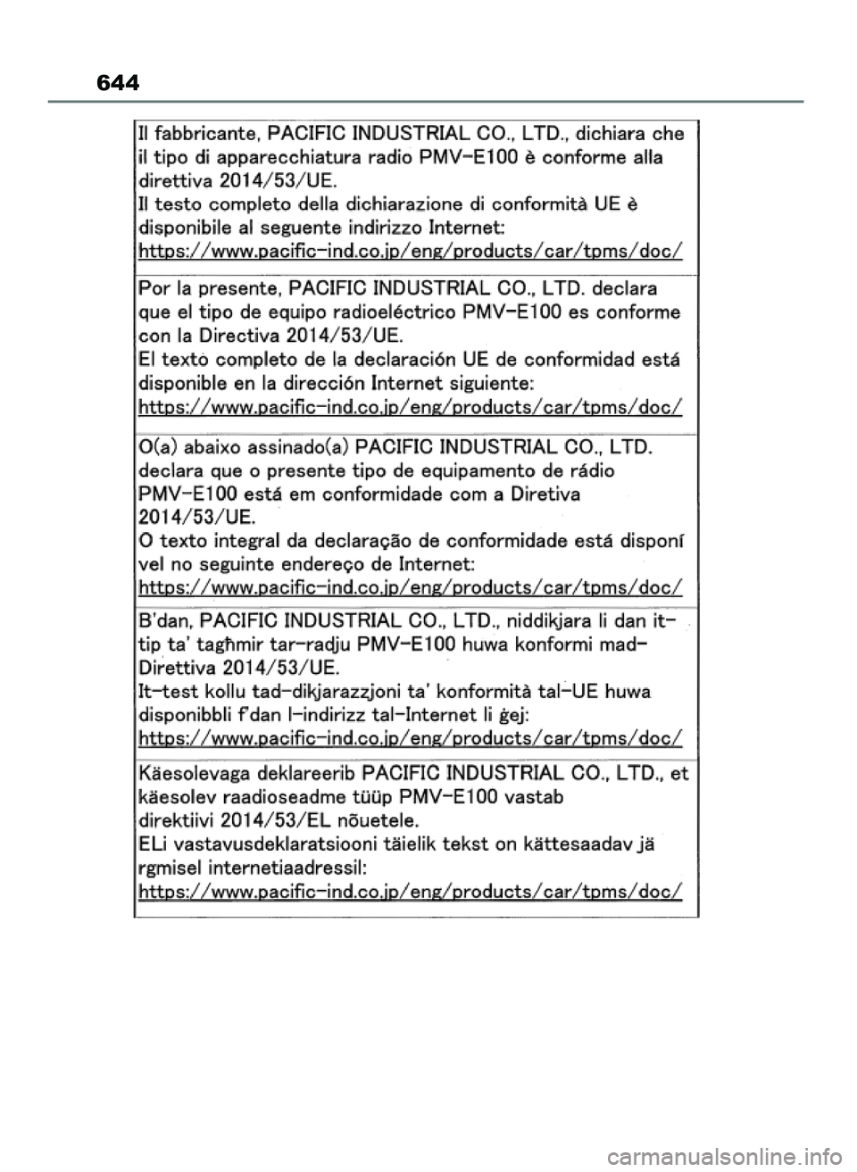TOYOTA BZ4X 2023 Instrukcja obsługi (in Polish) 644
7 BZ4X OM42B96E 9/3/23 11:50 Page 644 TOYOTA BZ4X 2023 Instrukcja obsługi (in Polish) 644
7 BZ4X OM42B96E 9/3/23 11:50 Page 644