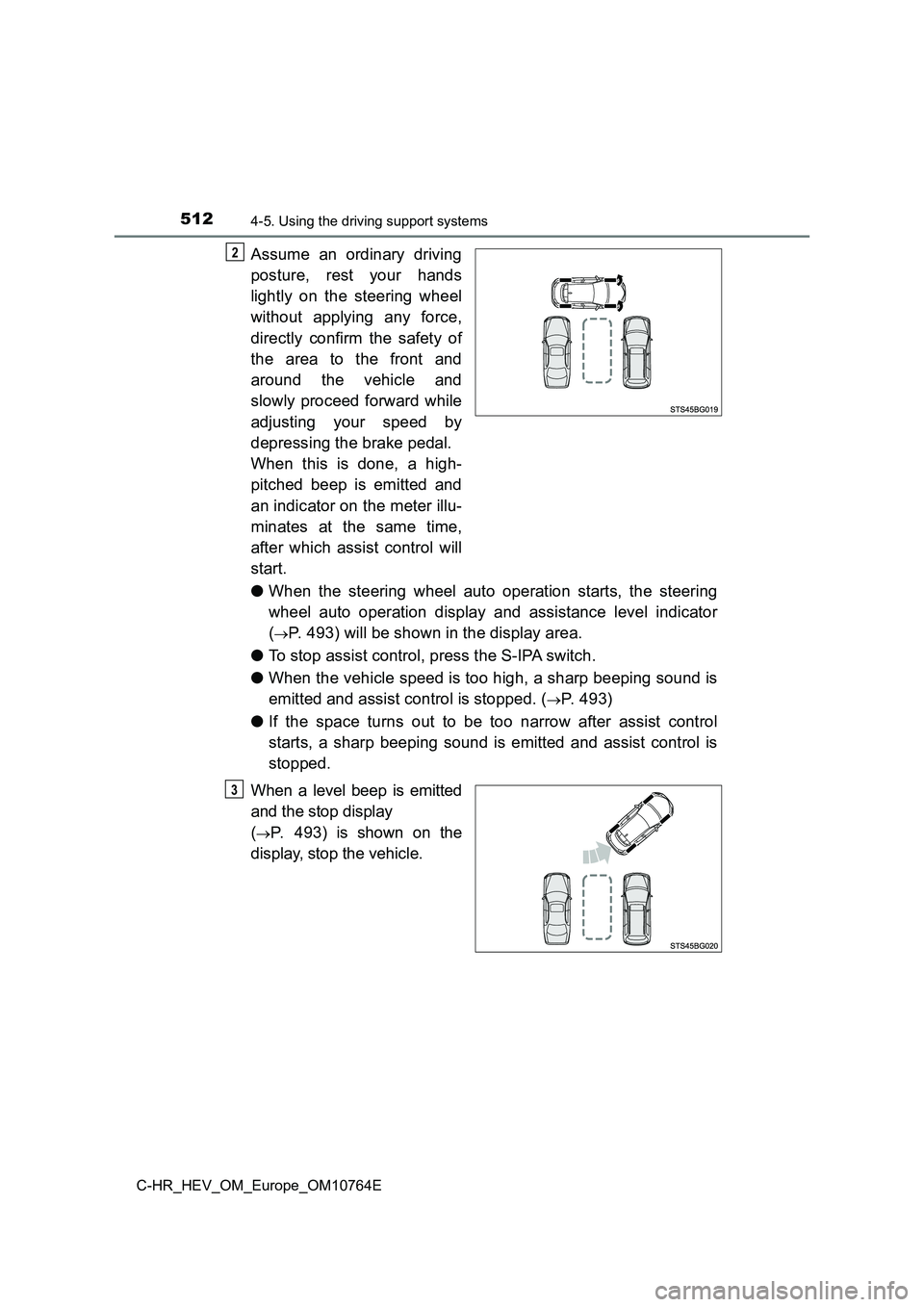 TOYOTA C-HR 2023 Owners Guide 5124-5. Using the driving support systems
C-HR_HEV_OM_Europe_OM10764E
Assume an ordinary driving
posture, rest your hands
lightly on the steering wheel
without applying any force,
dir TOYOTA C-HR 2023 Owners Guide 5124-5. Using the driving support systems
C-HR_HEV_OM_Europe_OM10764E
Assume an ordinary driving
posture, rest your hands
lightly on the steering wheel
without applying any force,
dir