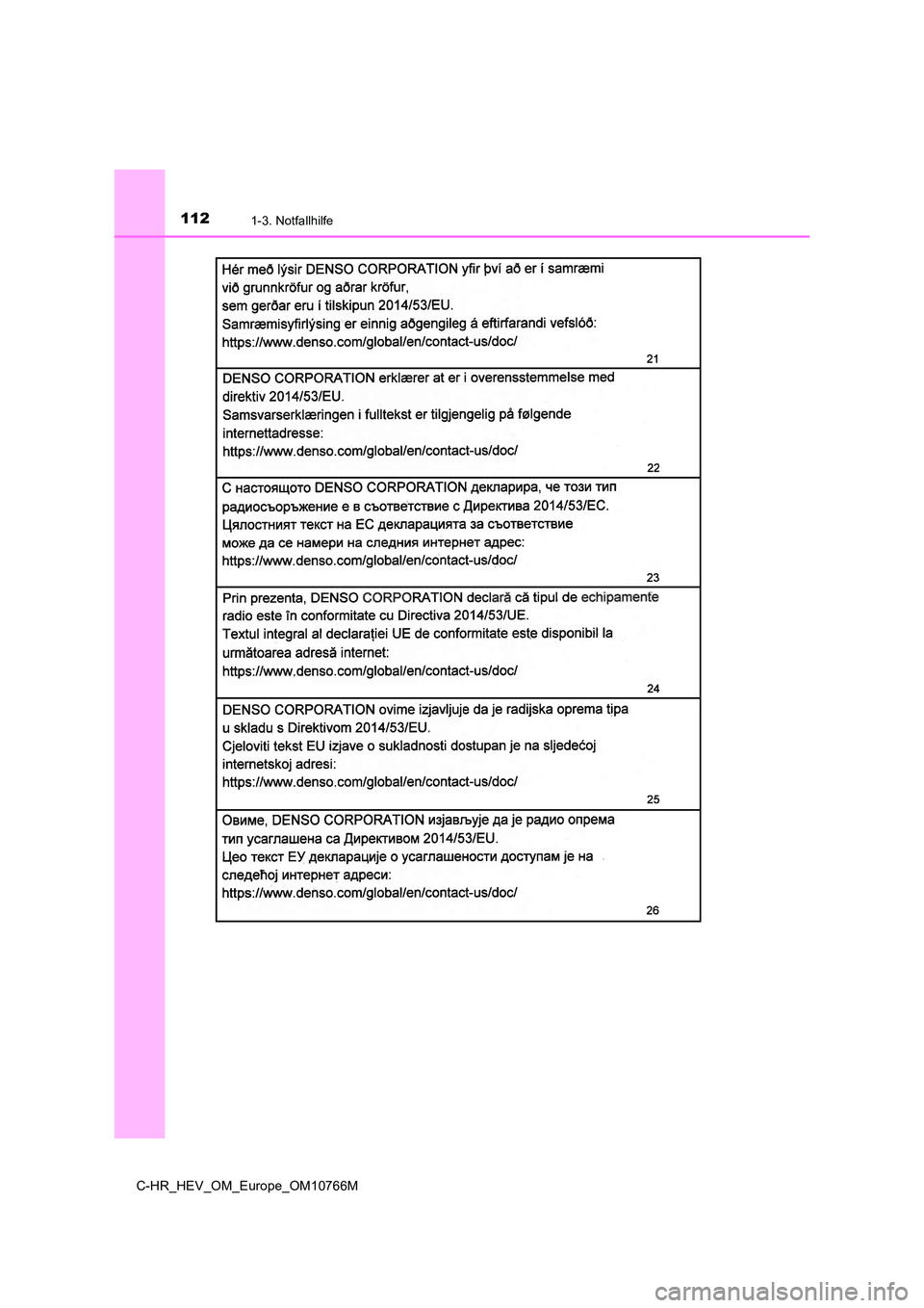 TOYOTA C-HR 2023  Betriebsanleitungen (in German) 1121-3. Notfallhilfe
C-HR_HEV_OM_Europe_OM10766M 