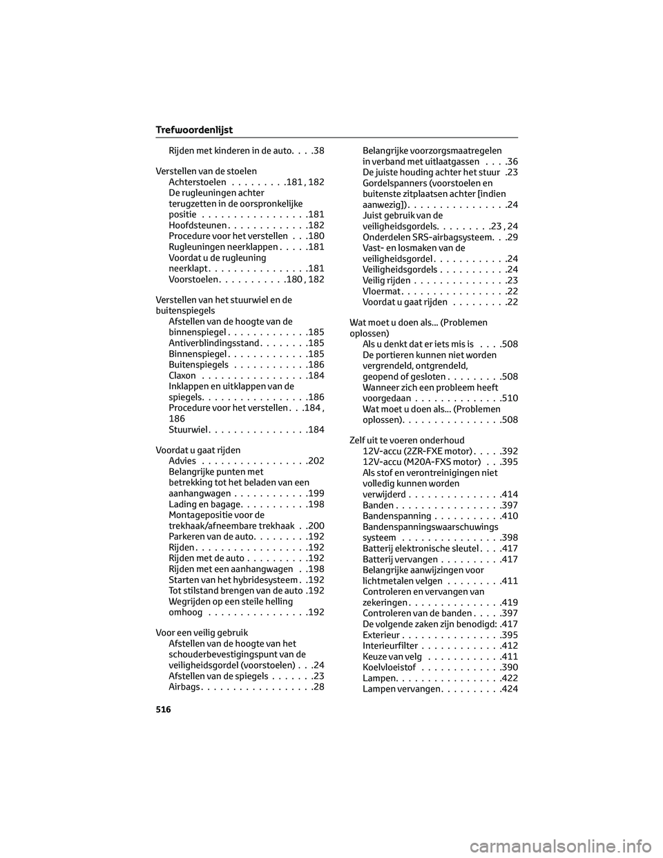 TOYOTA C-HR 2023 Instructieboekje (in Dutch) Rijden met kinderen in de auto....38
Verstellen van de stoelen
Achterstoelen.........181 , 182
De rugleuningen achter
terugzetten in de oorspronkelijke
positie.................181
Hoofdsteunen........ TOYOTA C-HR 2023 Instructieboekje (in Dutch) Rijden met kinderen in de auto....38
Verstellen van de stoelen
Achterstoelen.........181 , 182
De rugleuningen achter
terugzetten in de oorspronkelijke
positie.................181
Hoofdsteunen........