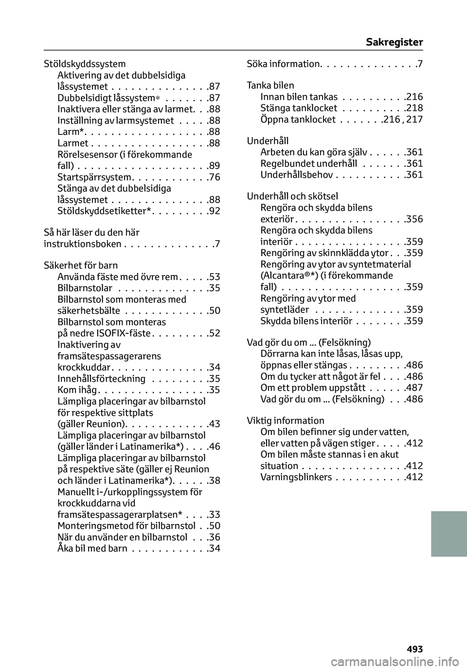 TOYOTA C-HR 2023 Bruksanvisningar (in Swedish) Stöldskyddssystem
Aktivering av det dubbelsidiga
låssystemet...............87
Dubbelsidigt låssystem∗.......87
Inaktivera eller stänga av larmet. . .88
Inställning av larmsystemet.....88
Larm*. TOYOTA C-HR 2023 Bruksanvisningar (in Swedish) Stöldskyddssystem
Aktivering av det dubbelsidiga
låssystemet...............87
Dubbelsidigt låssystem∗.......87
Inaktivera eller stänga av larmet. . .88
Inställning av larmsystemet.....88
Larm*.