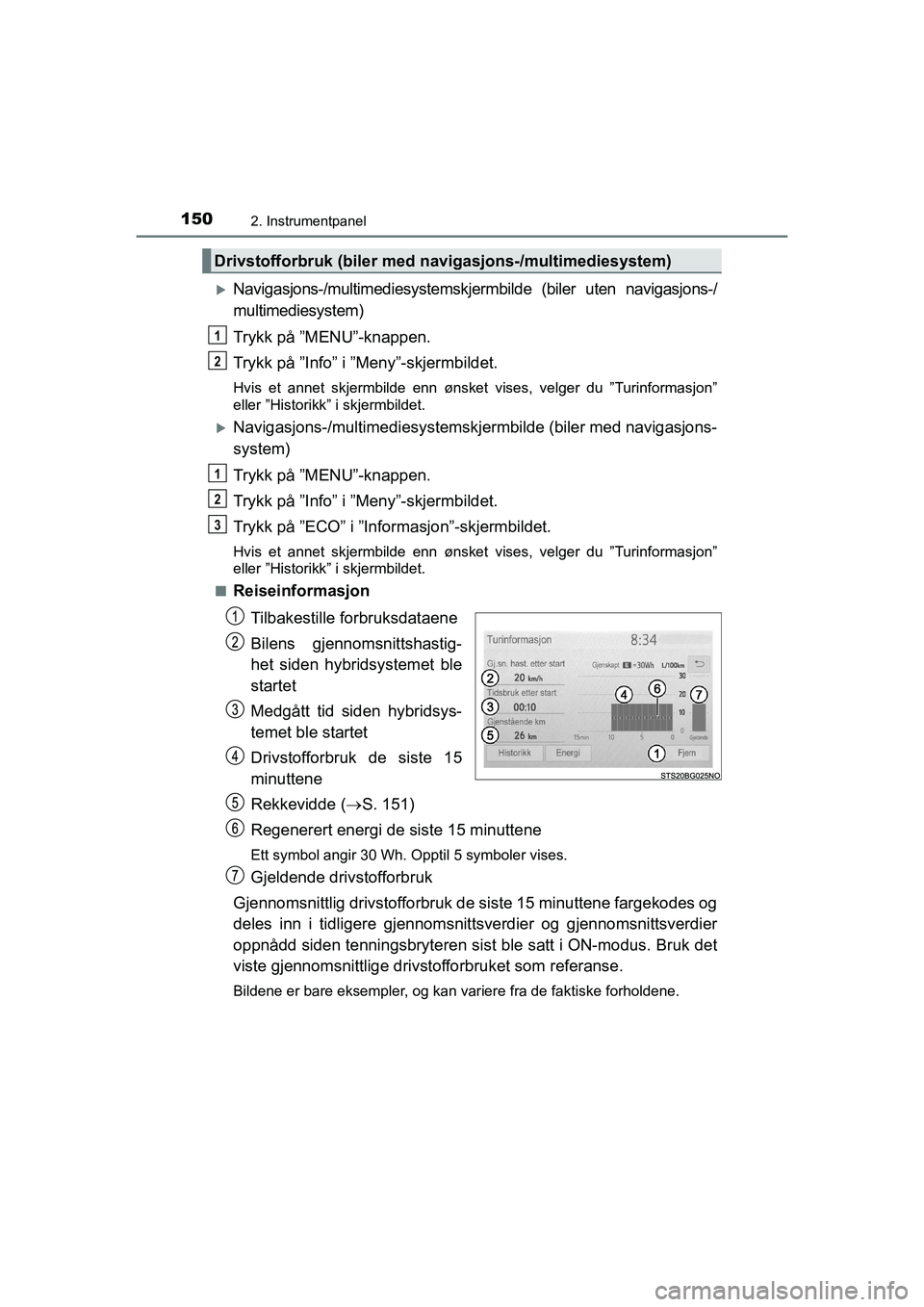 TOYOTA C-HR 2020 Instruksjoner for bruk (in Norwegian) 1502. Instrumentpanel
C-HR_HV_OM_Europe_OM10566NO
Navigasjons-/multimediesystemskjermbilde (biler uten navigasjons-/
multimediesystem)
Trykk på ˮMENU ˮ-knappen.
Trykk på ˮInfo ˮ i ˮMeny TOYOTA C-HR 2020 Instruksjoner for bruk (in Norwegian) 1502. Instrumentpanel
C-HR_HV_OM_Europe_OM10566NO
Navigasjons-/multimediesystemskjermbilde (biler uten navigasjons-/
multimediesystem)
Trykk på ˮMENU ˮ-knappen.
Trykk på ˮInfo ˮ i ˮMeny