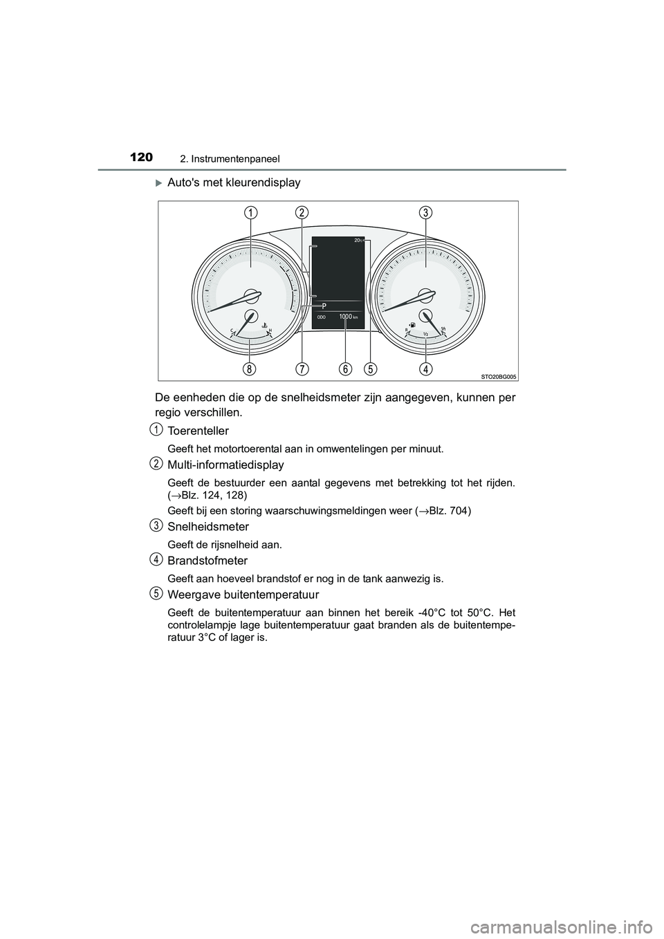 TOYOTA C-HR 2016 Instructieboekje (in Dutch) 1202. Instrumentenpaneel
C-HR_OM_Europe_OM10528E
Auto's met kleurendisplay
De eenheden die op de snelheidsm eter zijn aangegeven, kunnen per
regio verschillen.
Toerenteller
Geeft het motortoere TOYOTA C-HR 2016 Instructieboekje (in Dutch) 1202. Instrumentenpaneel
C-HR_OM_Europe_OM10528E
Auto's met kleurendisplay
De eenheden die op de snelheidsm eter zijn aangegeven, kunnen per
regio verschillen.
Toerenteller
Geeft het motortoere