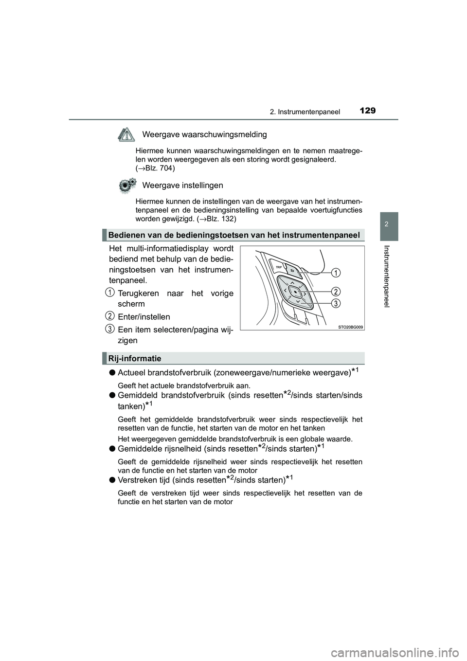 TOYOTA C-HR 2016 Instructieboekje (in Dutch) 1292. Instrumentenpaneel
2
Instrumentenpaneel
C-HR_OM_Europe_OM10528E
Weergave waarschuwingsmelding
Hiermee kunnen waarschuwingsmeldingen en te nemen maatrege-
len worden weergegeven als een sto TOYOTA C-HR 2016 Instructieboekje (in Dutch) 1292. Instrumentenpaneel
2
Instrumentenpaneel
C-HR_OM_Europe_OM10528E
Weergave waarschuwingsmelding
Hiermee kunnen waarschuwingsmeldingen en te nemen maatrege-
len worden weergegeven als een sto