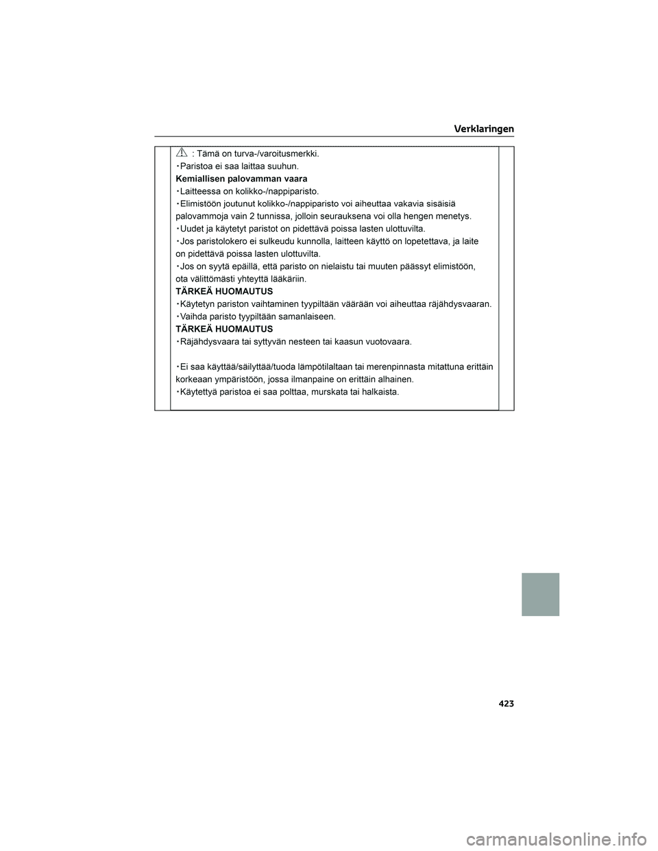 TOYOTA CAMRY 2023 Instructieboekje (in Dutch) Verklaringen
423 TOYOTA CAMRY 2023 Instructieboekje (in Dutch) Verklaringen
423