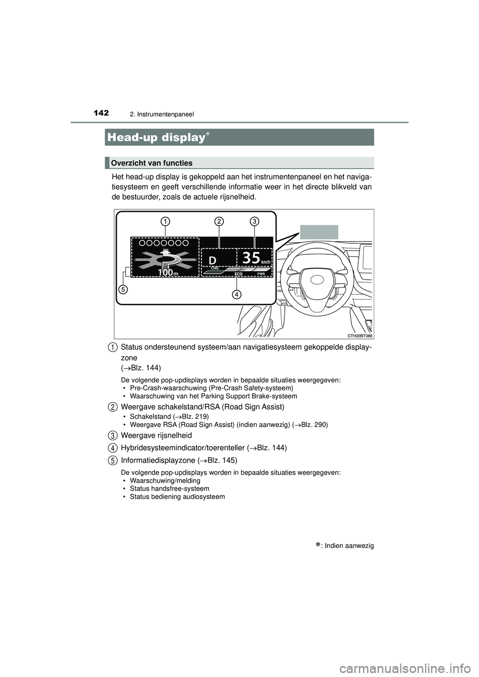 TOYOTA CAMRY 2022 Instructieboekje (in Dutch) 1422. Instrumentenpaneel
CAMRY_HV_EE
Het head-up display is gekoppeld aan het instrumentenpaneel en het naviga-
tiesysteem en geeft verschillende informatie weer in het directe blikveld van
de bestuur TOYOTA CAMRY 2022 Instructieboekje (in Dutch) 1422. Instrumentenpaneel
CAMRY_HV_EE
Het head-up display is gekoppeld aan het instrumentenpaneel en het naviga-
tiesysteem en geeft verschillende informatie weer in het directe blikveld van
de bestuur