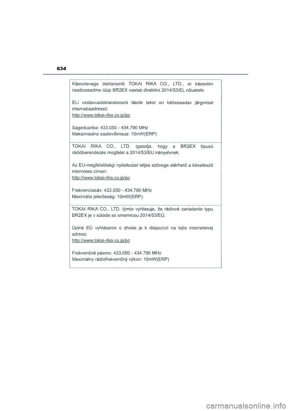 TOYOTA CAMRY 2022  Instructieboekje (in Dutch) 634
CAMRY_HV_EE
CAMRY_HV_OM_Europe_OM33F05E.book  Page 634  Wednesday, January 20, 2021  6:09 PM 