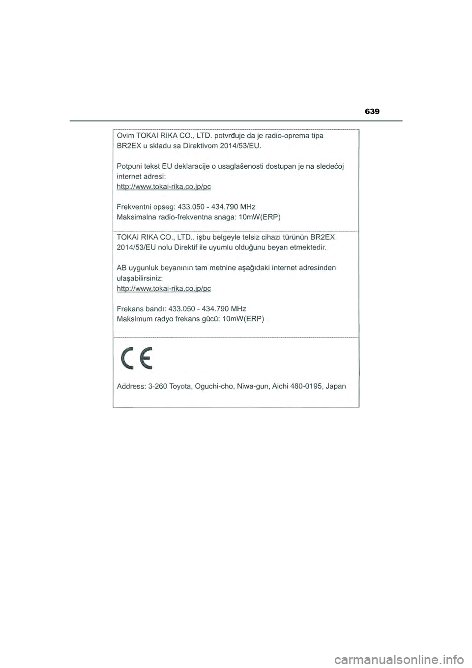 TOYOTA CAMRY 2022 Instructieboekje (in Dutch) 639
CAMRY_HV_EE
CAMRY_HV_OM_Europe_OM33F05E.book Page 639 Wednesday, January 20, 2021 6:09 PM TOYOTA CAMRY 2022 Instructieboekje (in Dutch) 639
CAMRY_HV_EE
CAMRY_HV_OM_Europe_OM33F05E.book Page 639 Wednesday, January 20, 2021 6:09 PM