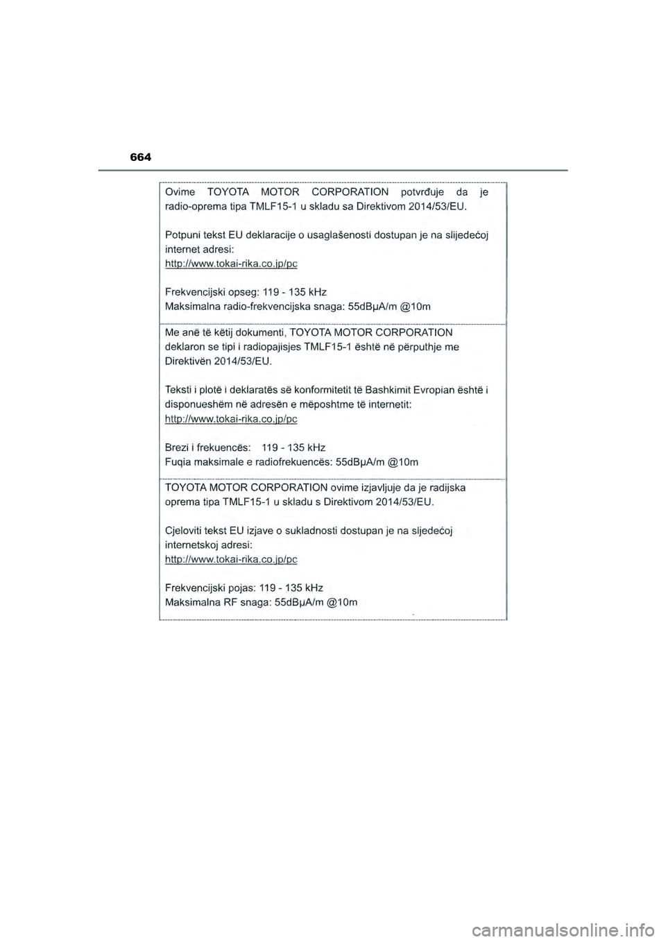 TOYOTA CAMRY 2022  Instructieboekje (in Dutch) 664
CAMRY_HV_EE
CAMRY_HV_OM_Europe_OM33F05E.book  Page 664  Wednesday, January 20, 2021  6:09 PM 