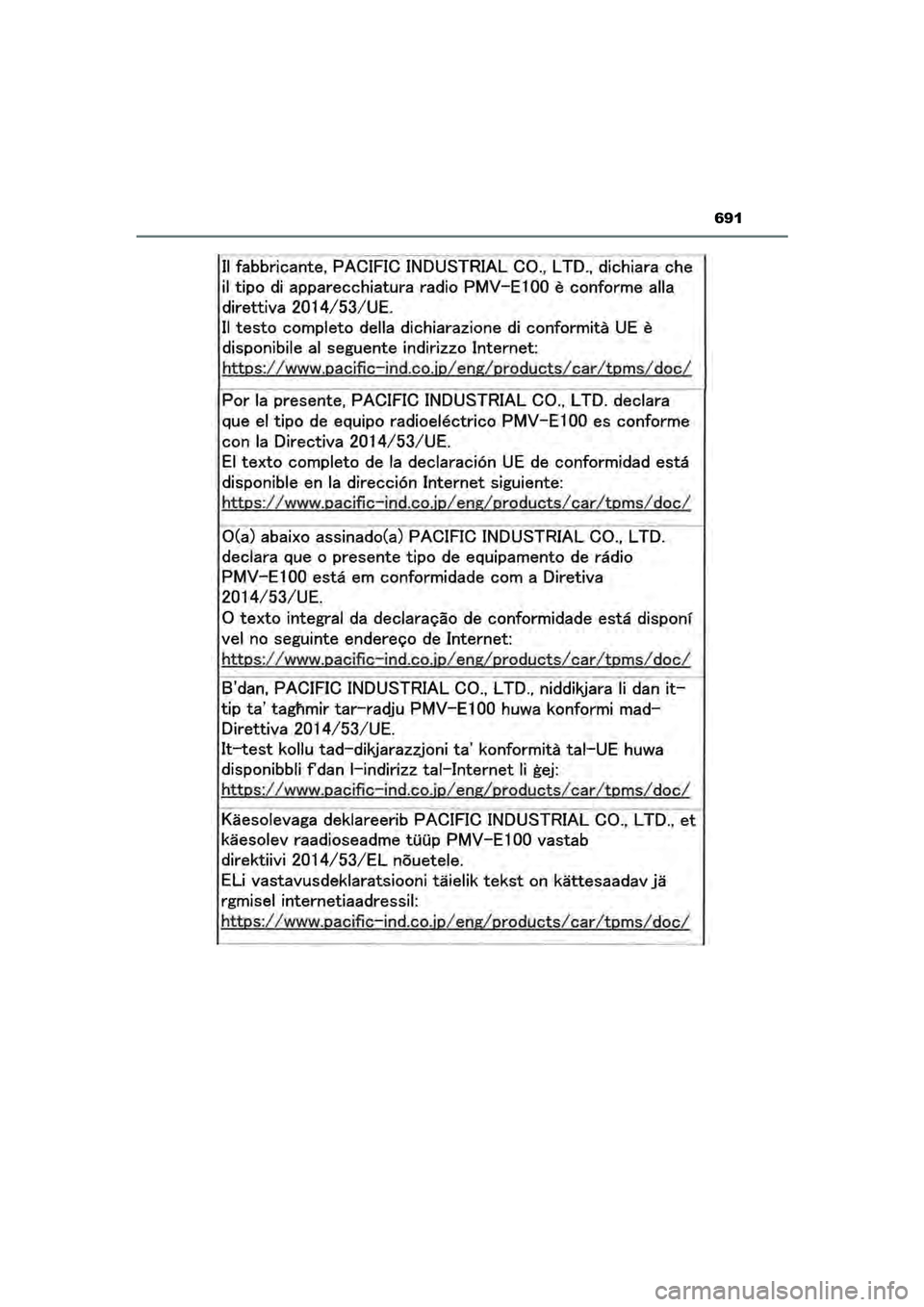 TOYOTA CAMRY 2022 Instructieboekje (in Dutch) 691
CAMRY_HV_EE
CAMRY_HV_OM_Europe_OM33F05E.book Page 691 Wednesday, January 20, 2021 6:09 PM TOYOTA CAMRY 2022 Instructieboekje (in Dutch) 691
CAMRY_HV_EE
CAMRY_HV_OM_Europe_OM33F05E.book Page 691 Wednesday, January 20, 2021 6:09 PM