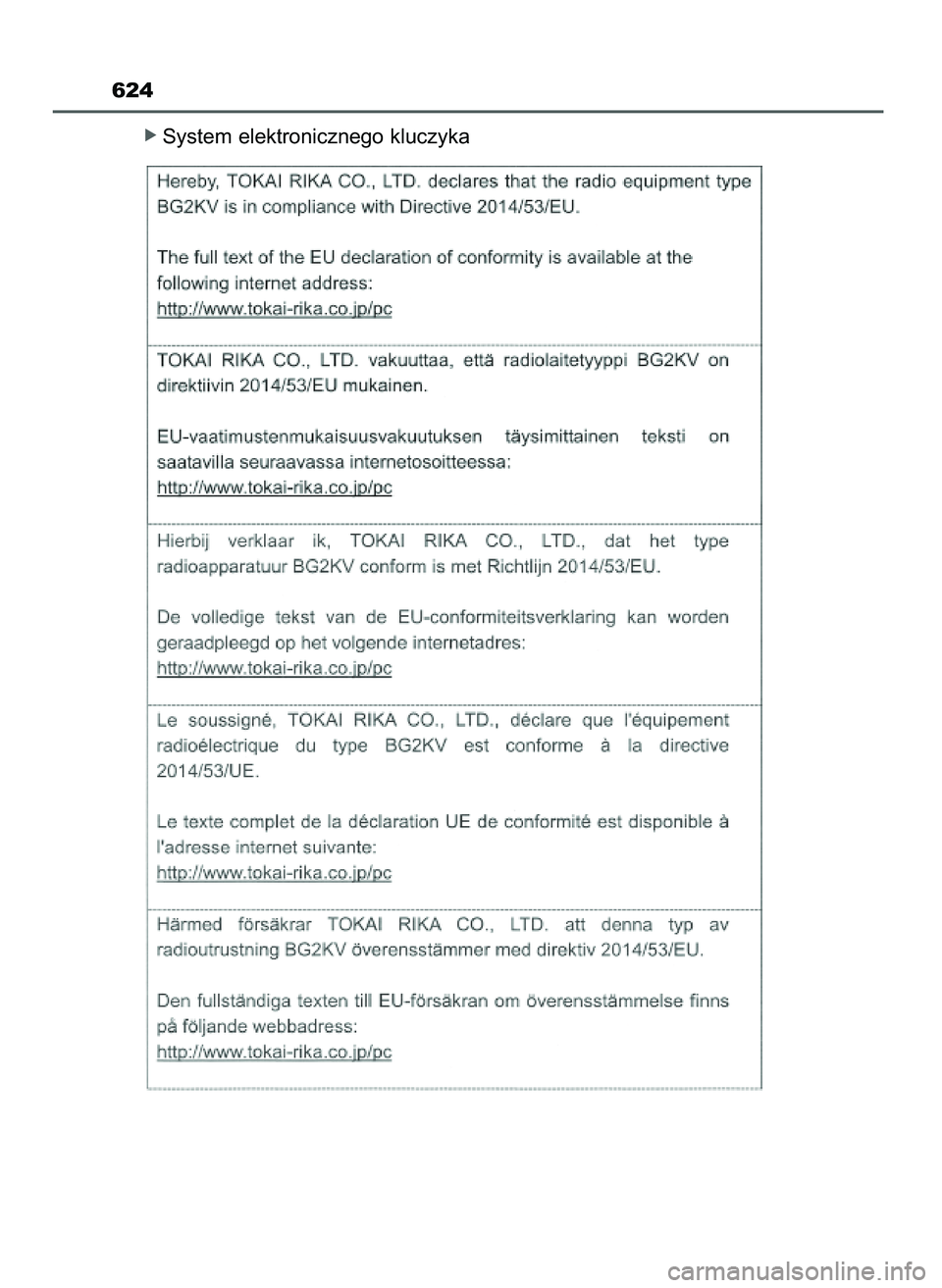 TOYOTA CAMRY 2022 Instrukcja obsługi (in Polish) ó System elektronicznego kluczyka
624
3 Camry HV OM33F05E 11/3/21 14:32 Page 624 (Black plate) TOYOTA CAMRY 2022 Instrukcja obsługi (in Polish) ó System elektronicznego kluczyka
624
3 Camry HV OM33F05E 11/3/21 14:32 Page 624 (Black plate)