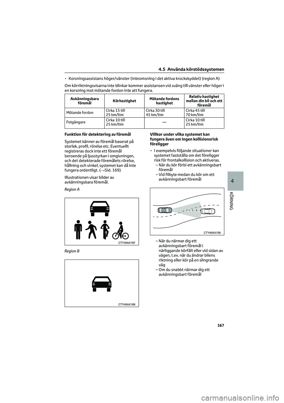 TOYOTA CAMRY 2022 Bruksanvisningar (in Swedish) • Korsningsassistans höger/vänster (inbromsning i det aktiva krockskyddet) (region A)
Om körriktningsvisarna inte blinkar kommer assistansen vid sväng till vänster eller höger i
en korsning mo TOYOTA CAMRY 2022 Bruksanvisningar (in Swedish) • Korsningsassistans höger/vänster (inbromsning i det aktiva krockskyddet) (region A)
Om körriktningsvisarna inte blinkar kommer assistansen vid sväng till vänster eller höger i
en korsning mo