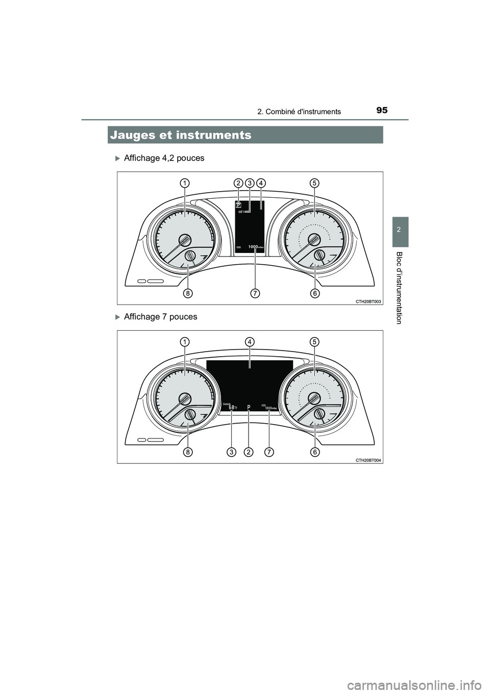 TOYOTA CAMRY 2018 Manuel du propriétaire (in French) 952. Combiné dinstruments
2
Bloc d’instrumentation
CAMRY_D (OM33B95D)
Affichage 4,2 pouces
Affichage 7 pouces
Jauges et instruments TOYOTA CAMRY 2018 Manuel du propriétaire (in French) 952. Combiné dinstruments
2
Bloc d’instrumentation
CAMRY_D (OM33B95D)
Affichage 4,2 pouces
Affichage 7 pouces
Jauges et instruments