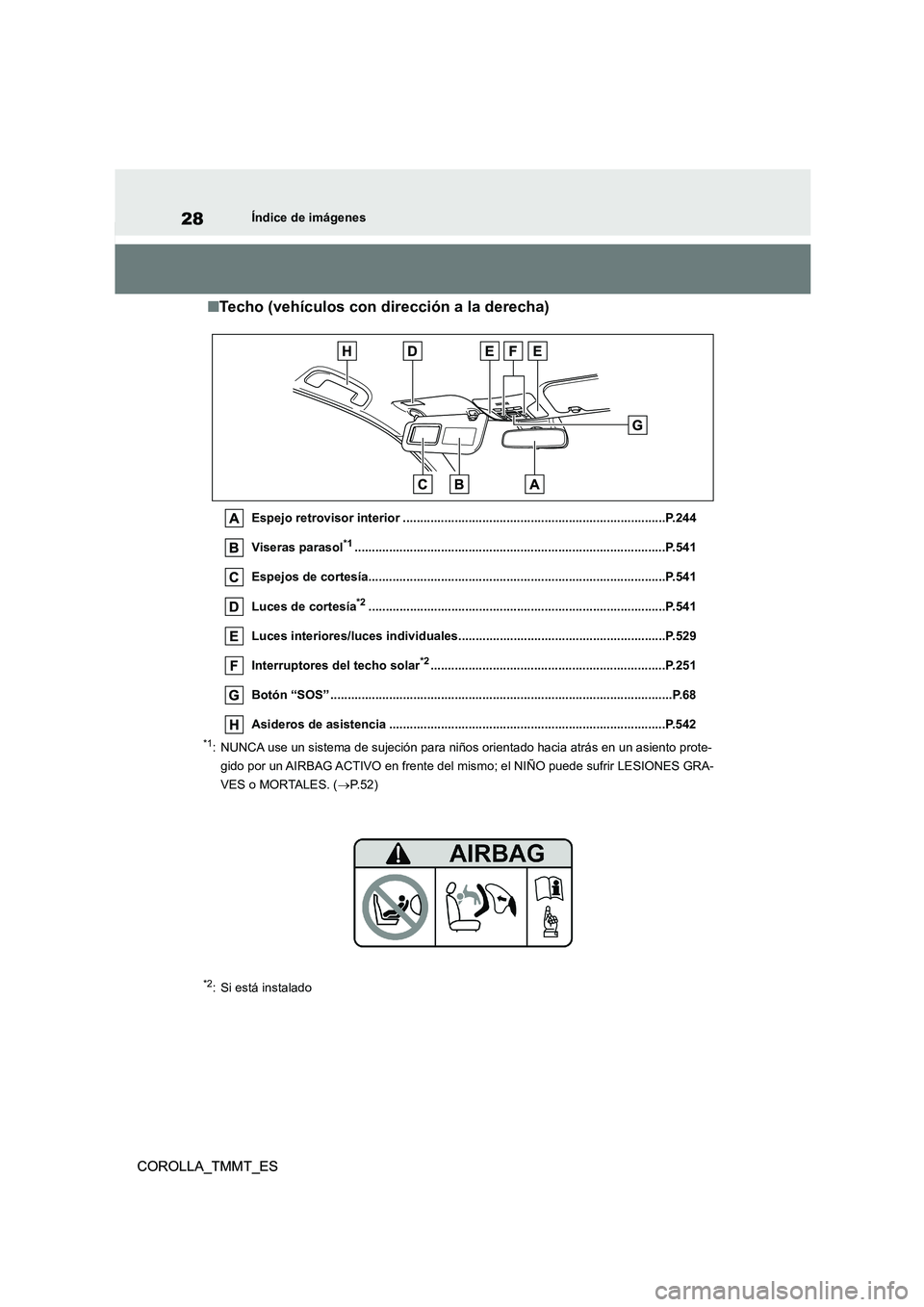 TOYOTA COROLLA 2021 Manual del propietario (in Spanish) 28
COROLLA_TMMT_ES
Índice de imágenes
COROLLA_TMMT_ES
■Techo (vehículos con dirección a la derecha)
Espejo retrovisor interior ................................................................... TOYOTA COROLLA 2021 Manual del propietario (in Spanish) 28
COROLLA_TMMT_ES
Índice de imágenes
COROLLA_TMMT_ES
■Techo (vehículos con dirección a la derecha)
Espejo retrovisor interior ...................................................................