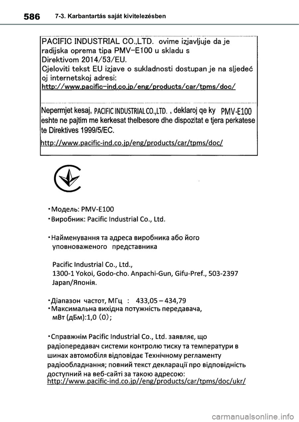 TOYOTA COROLLA 2020  Kezelési útmutató (in Hungarian) 5867-3. Karbantartás saját kivitelezésben 