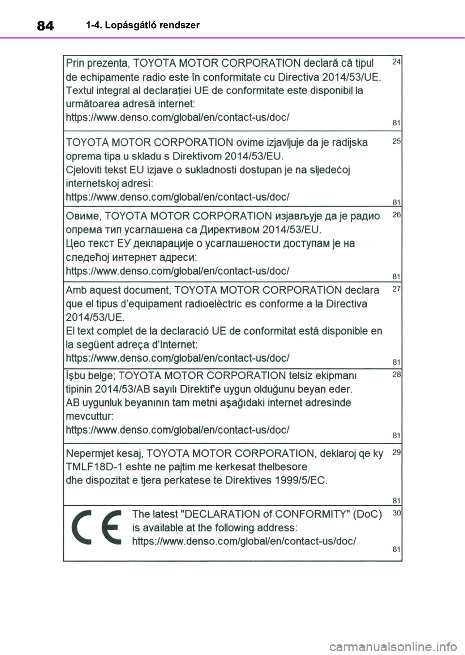 TOYOTA COROLLA 2020 Kezelési útmutató (in Hungarian) 841-4. Lopásgátló rendszer TOYOTA COROLLA 2020 Kezelési útmutató (in Hungarian) 841-4. Lopásgátló rendszer