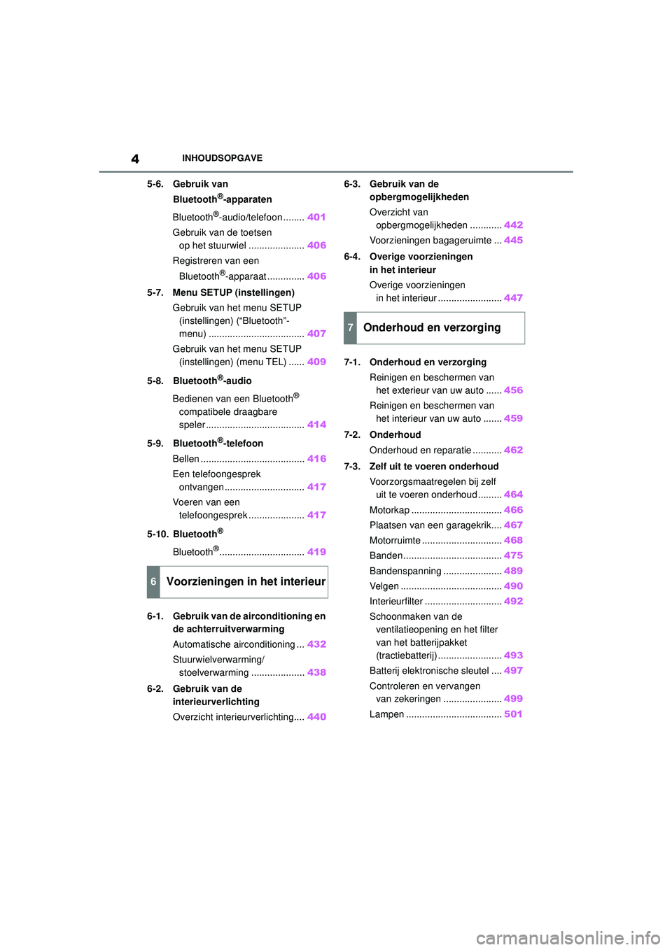 TOYOTA COROLLA 2020  Instructieboekje (in Dutch) 4INHOUDSOPGAVE
COROLLA HV_TMMT_EE
5-6. Gebruik van  Bluetooth
®-apparaten
Bluetooth
®-audio/telefoon ........ 401
Gebruik van de toetsen  op het stuurwiel ..................... 406
Registreren van e
