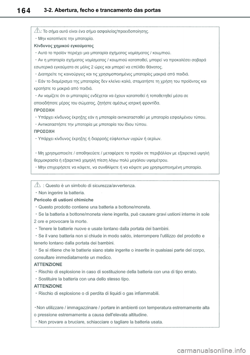 TOYOTA COROLLA 2020  Manual de utilização (in Portuguese) 164
�&�2�5�2�/�/�$ �+�9 �7�0�0�7 �(�(
������$�E�H�U�W�X�U�D���I�H�F�K�R��H��W�U�D�Q�F�D�P�H�Q�W�R��G�D�V��S�R�U�W�D�V
�������3������D������I�P���3�D�J�H�������:�H�G�