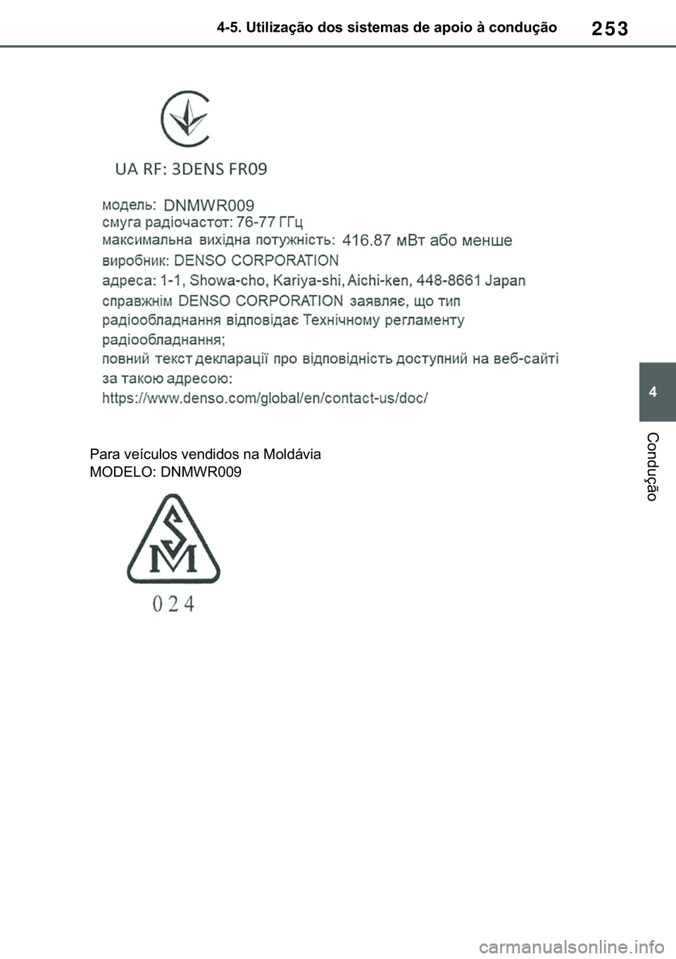 TOYOTA COROLLA 2021  Manual de utilização (in Portuguese) 253
�
�&�2�5�2�/�/�$ �+�9 �7�0�0�7 �(�(
������8�W�L�O�L�]�D�o�m�R��G�R�V��V�L�V�W�H�P�D�V��G�H��D�S�R�L�R��j��F�R�Q�G�X�o�m�R
�&�R�Q�G�X�o�m�R
�3�D�U�D��Y�H�t�F�X�O�R�V��Y�H�Q�G�L�G�R�V�