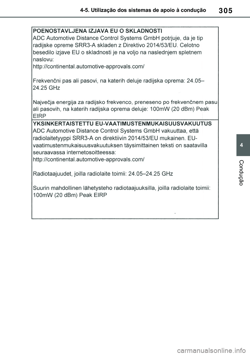 TOYOTA COROLLA 2020  Manual de utilização (in Portuguese) 305
�
�&�2�5�2�/�/�$ �+�9 �7�0�0�7 �(�(
������8�W�L�O�L�]�D�o�m�R��G�R�V��V�L�V�W�H�P�D�V��G�H��D�S�R�L�R��j��F�R�Q�G�X�o�m�R
�&�R�Q�G�X�o�m�R
�������3������D������I�P���