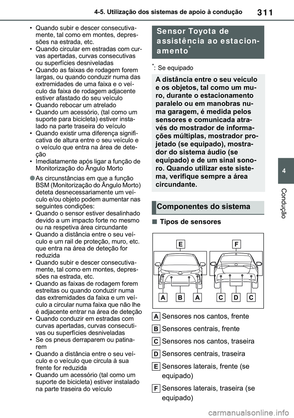 TOYOTA COROLLA 2020  Manual de utilização (in Portuguese) 311
�
�&�2�5�2�/�/�$ �+�9 �7�0�0�7 �(�(
������8�W�L�O�L�]�D�o�m�R��G�R�V��V�L�V�W�H�P�D�V��G�H��D�S�R�L�R��j��F�R�Q�G�X�o�m�R
�&�R�Q�G�X�o�m�R
�