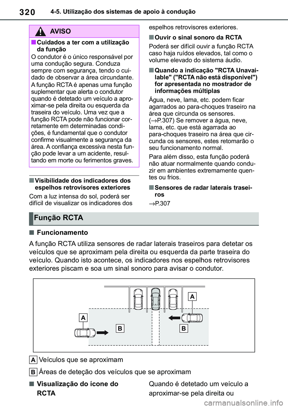 TOYOTA COROLLA 2021  Manual de utilização (in Portuguese) 320
�&�2�5�2�/�/�$ �+�9 �7�0�0�7 �(�(
������8�W�L�O�L�]�D�o�m�R��G�R�V��V�L�V�W�H�P�D�V��G�H��D�S�R�L�R��j��F�R�Q�G�X�o�m�R
■�9�L�V�L�E�L�O�L�G�D�G�H��G�R�V��L�Q�G�L�F�D�G�R�U�H�V��G�R