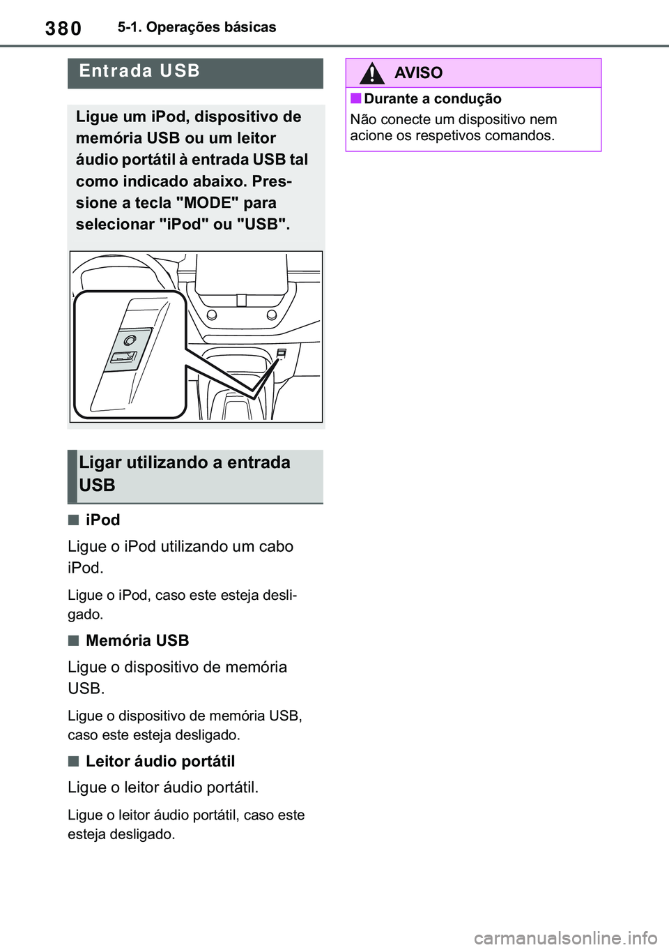 TOYOTA COROLLA 2021  Manual de utilização (in Portuguese) 380
�&�2�5�2�/�/�$ �+�9 �7�0�0�7 �(�(
������2�S�H�U�D�o�}�H�V��E�i�V�L�F�D�V
■�L�3�R�G
�/�L�J�X�H��R��L�3�R�G��X�W�L�O�L�]�D�Q�G�R��X�P��F�D�E�R�
�L�3�R�G�
�/�L�J�X�H��R��L�3�R�G���