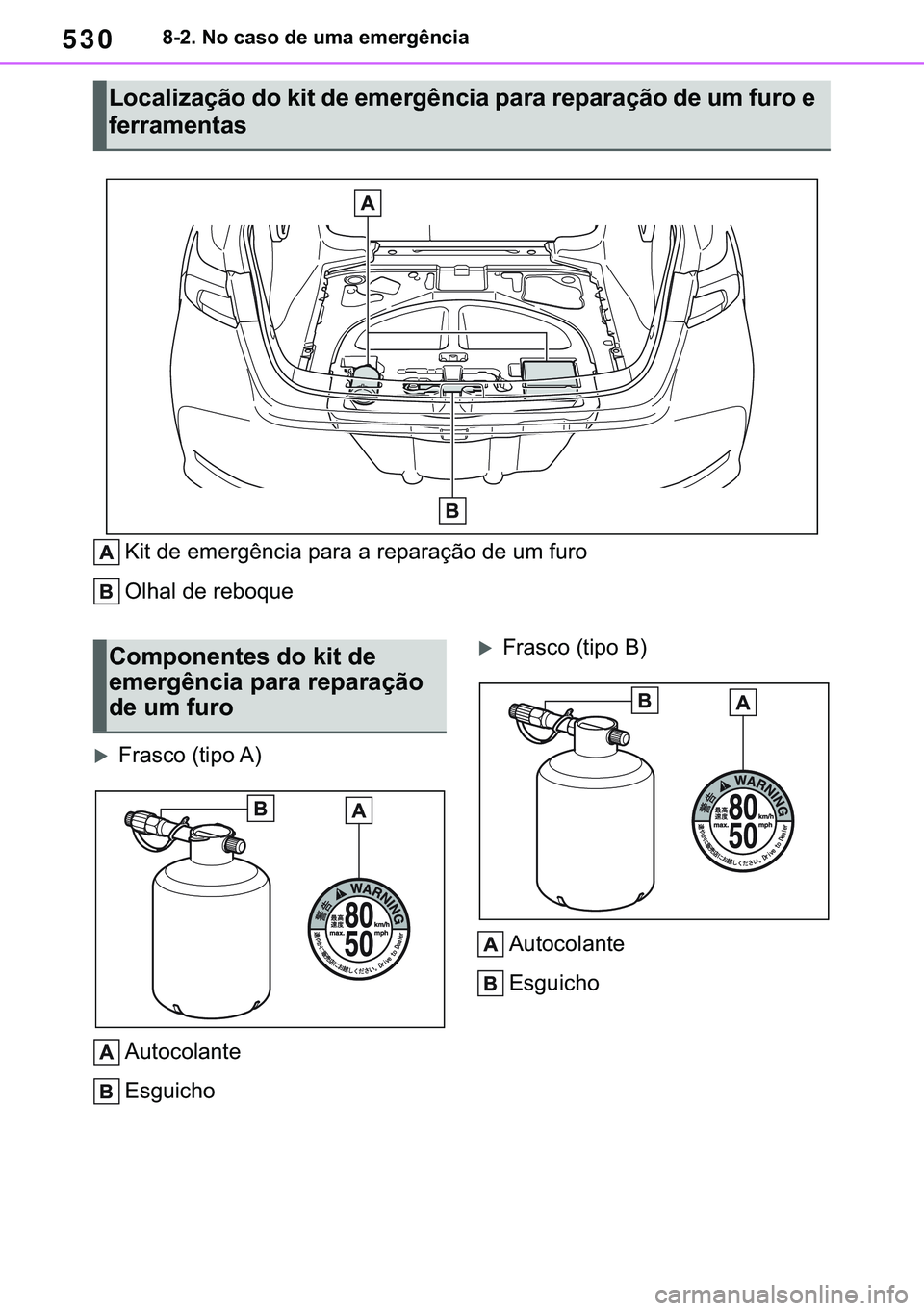 TOYOTA COROLLA 2021  Manual de utilização (in Portuguese) 530
�&�2�5�2�/�/�$ �+�9 �7�0�0�7 �(�(
������1�R��F�D�V�R��G�H��X�P�D��H�P�H�U�J�r�Q�F�L�D
�.�L�W��G�H��H�P�H�U�J�r�Q�F�L�D��S�D�U�D��D��U�H�S�D�U�D�o�m�R��G�H��X�P��I�X�U�R
�2�O�K�D�O