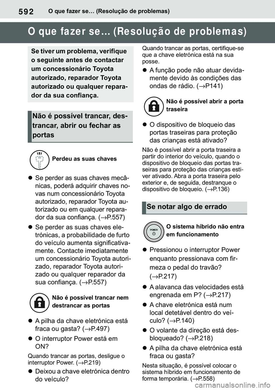 TOYOTA COROLLA 2021  Manual de utilização (in Portuguese) 592
�&�2�5�2�/�/�$ �+�9 �7�0�0�7 �(�(
�2��T�X�H��I�D�]�H�U��V�H�«���5�H�V�R�O�X�o�m�R��G�H��S�U�R�E�O�H�P�D�V�
�����:�K�D�W��W�R��G�R��L�I������7�U�R�X�E�O�H�V�K�R�R�W�L�Q�J�O qu
