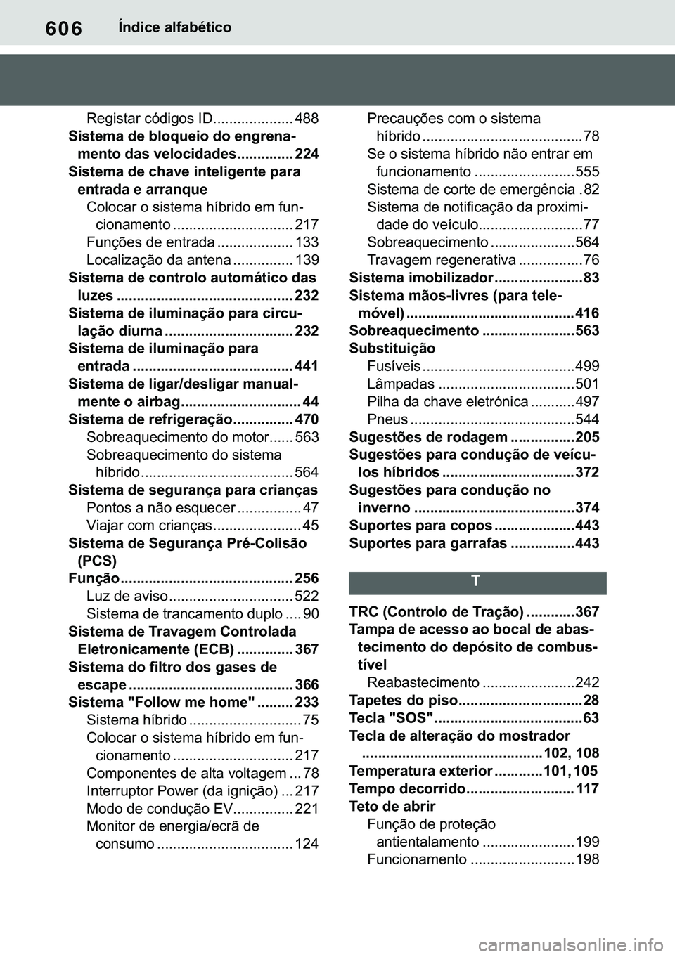 TOYOTA COROLLA 2021  Manual de utilização (in Portuguese) 606
�&�2�5�2�/�/�$ �+�9 �7�0�0�7 �(�(
�Ë�Q�G�L�F�H��D�O�I�D�E�p�W�L�F�R
�5�H�J�L�V�W�D�U��F�y�G�L�J�R�V��,��������������������� ���
�6�L�V�W�H�P�D��G�H��E�O�R�T�X�H�L�R�