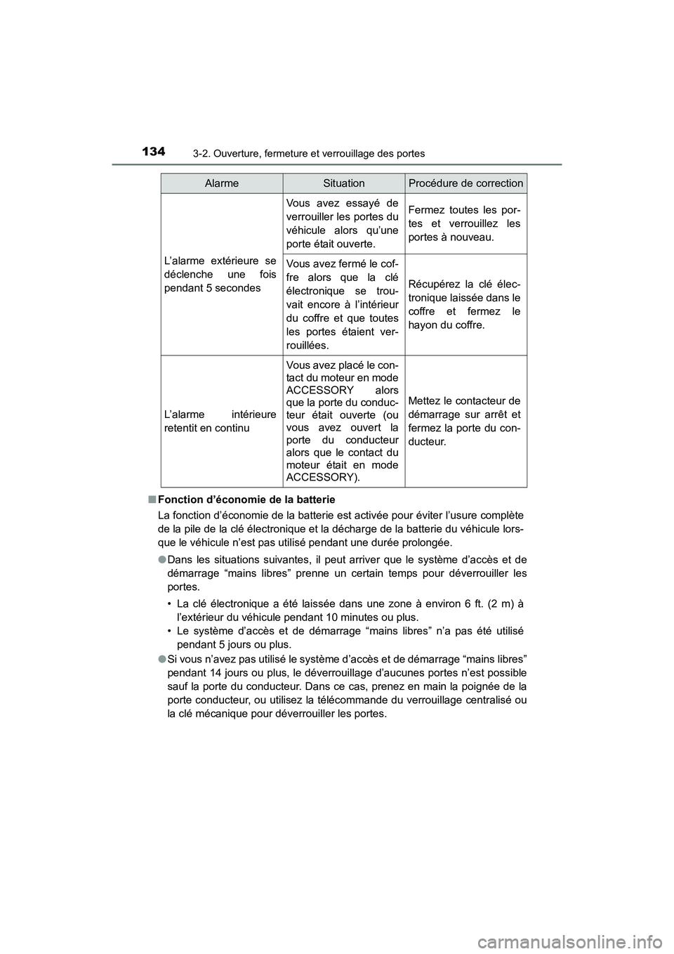 TOYOTA COROLLA 2019 Manuel du propriétaire (in French) 1343-2. Ouverture, fermeture et verrouillage des portes
COROLLA_TMMMS_TMMC_D■
Fonction d’économie de la batterie
La fonction d’économie de la batterie est activée pour éviter l’usure compl TOYOTA COROLLA 2019 Manuel du propriétaire (in French) 1343-2. Ouverture, fermeture et verrouillage des portes
COROLLA_TMMMS_TMMC_D■
Fonction d’économie de la batterie
La fonction d’économie de la batterie est activée pour éviter l’usure compl