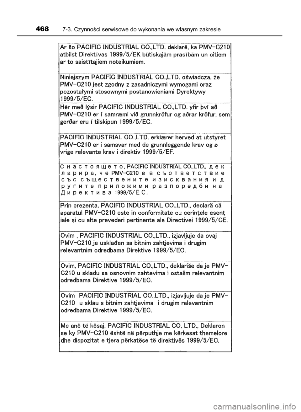 TOYOTA COROLLA 2016  Instrukcja obsługi (in Polish) 4687-3. CzynnoÊci serwisowe do wykonania we w∏asnym zakresie
27 Corolla OM12J90E  28/7/16  13:09  Page 468    (Black plate) 